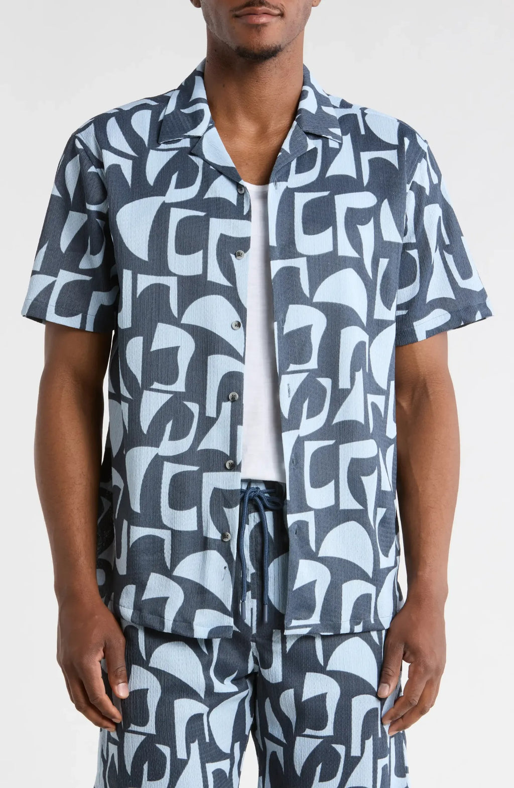 TRSH-273-T-Abstract Print Camp Shirt