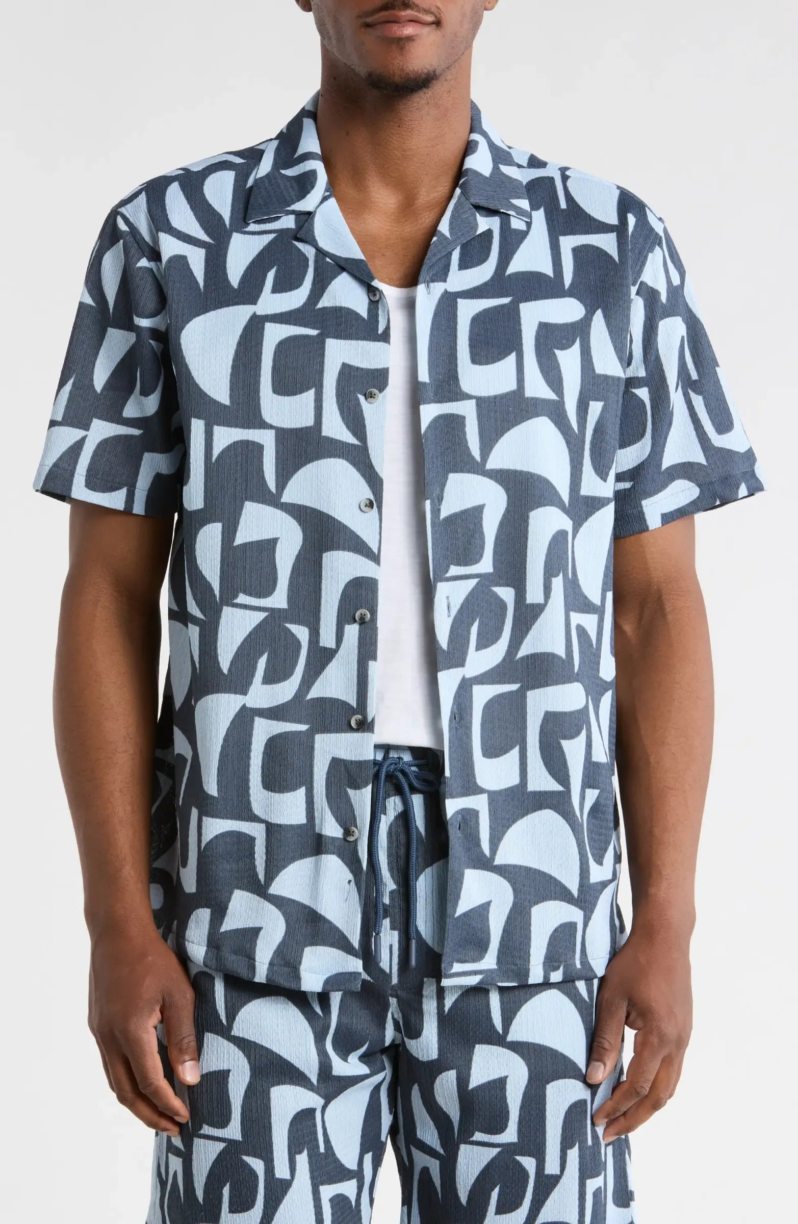 TRSH-273-T-Abstract Print Camp Shirt