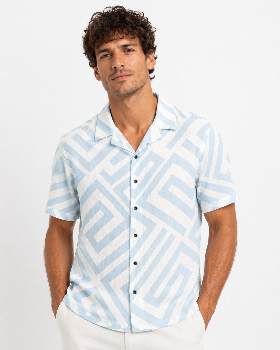 TRSH-280-T-Abstract Print Camp Shirt