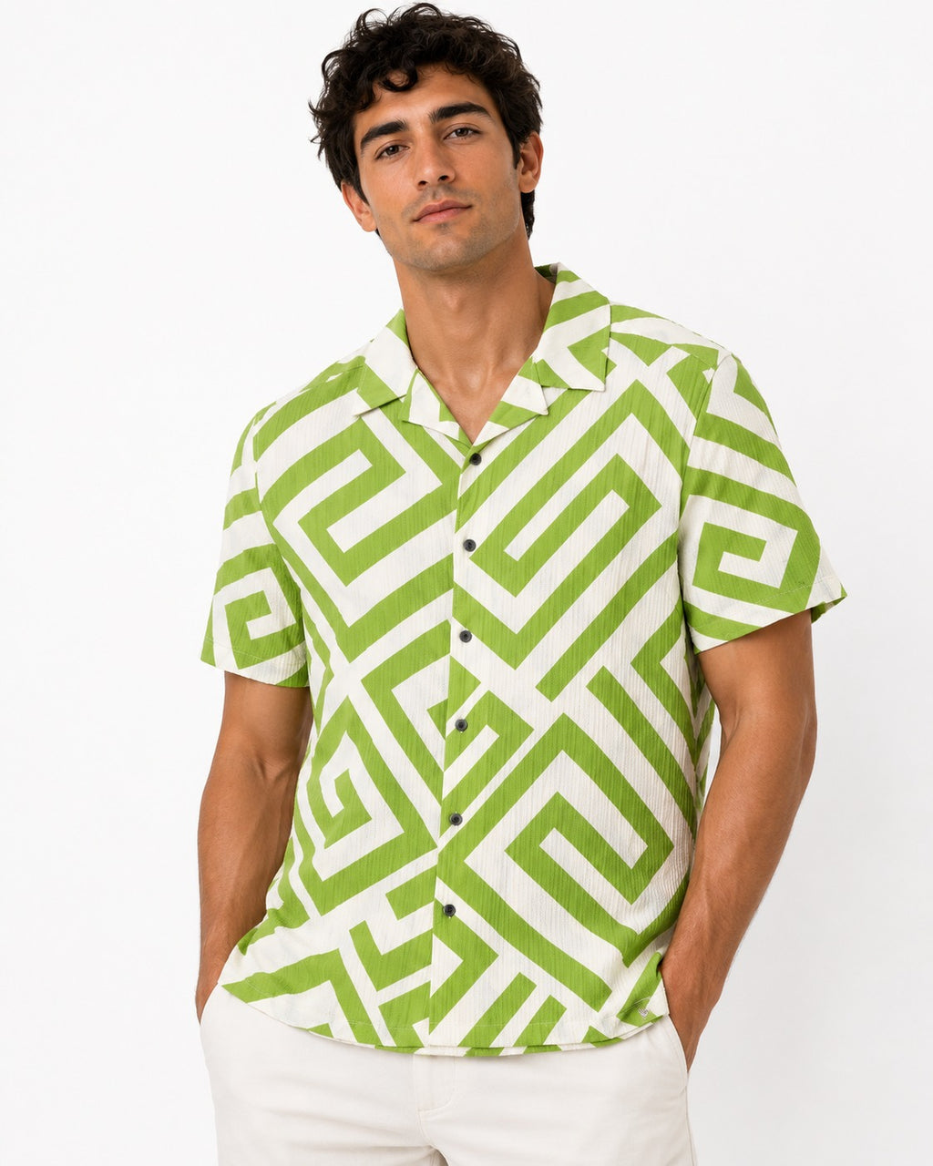 TRSH-280-T-Abstract Print Camp Shirt