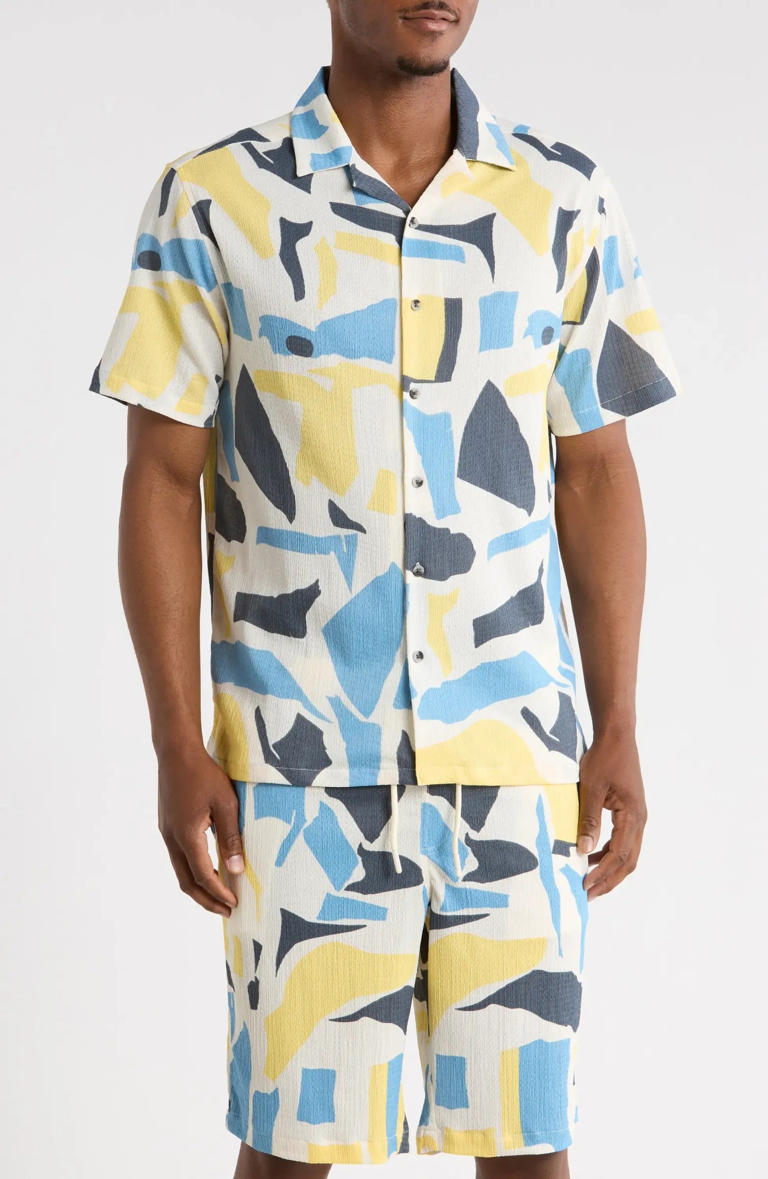TRSH-283-T-Abstract Print Camp Shirt