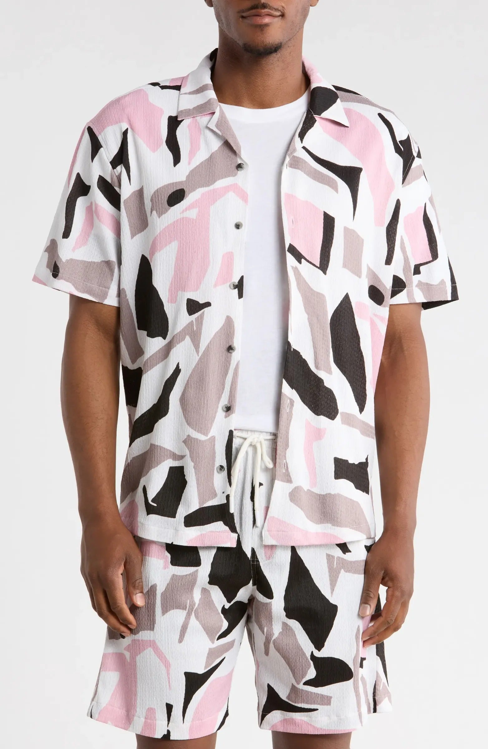 TRSH-283-T-Abstract Print Camp Shirt