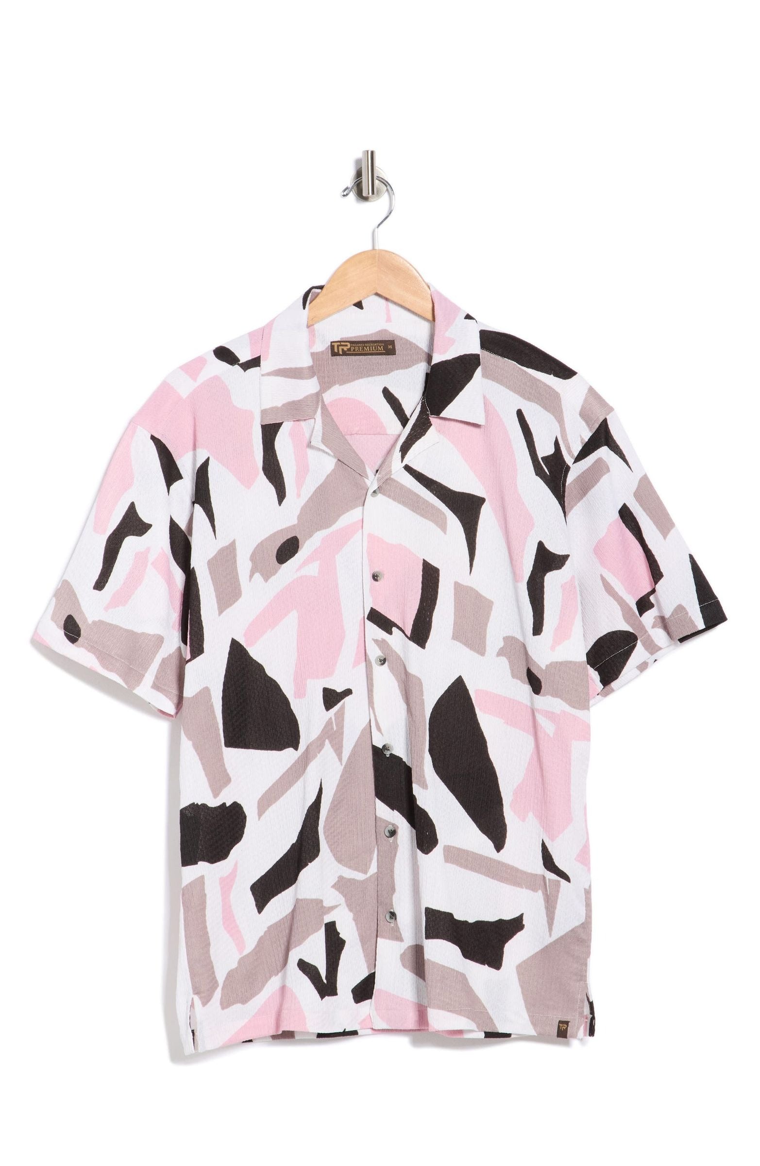 TRSH-283-T-Abstract Print Camp Shirt