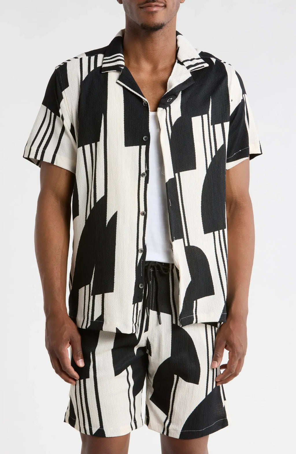 TRSH-284-T-Abstract Print Camp Shirt