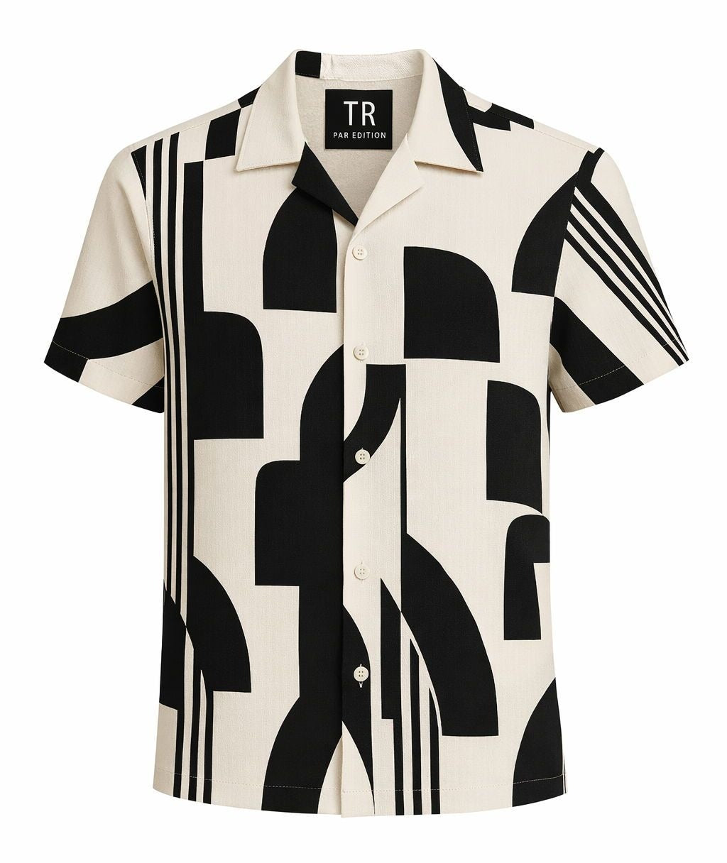 TRSH-284-T-Abstract Print Camp Shirt