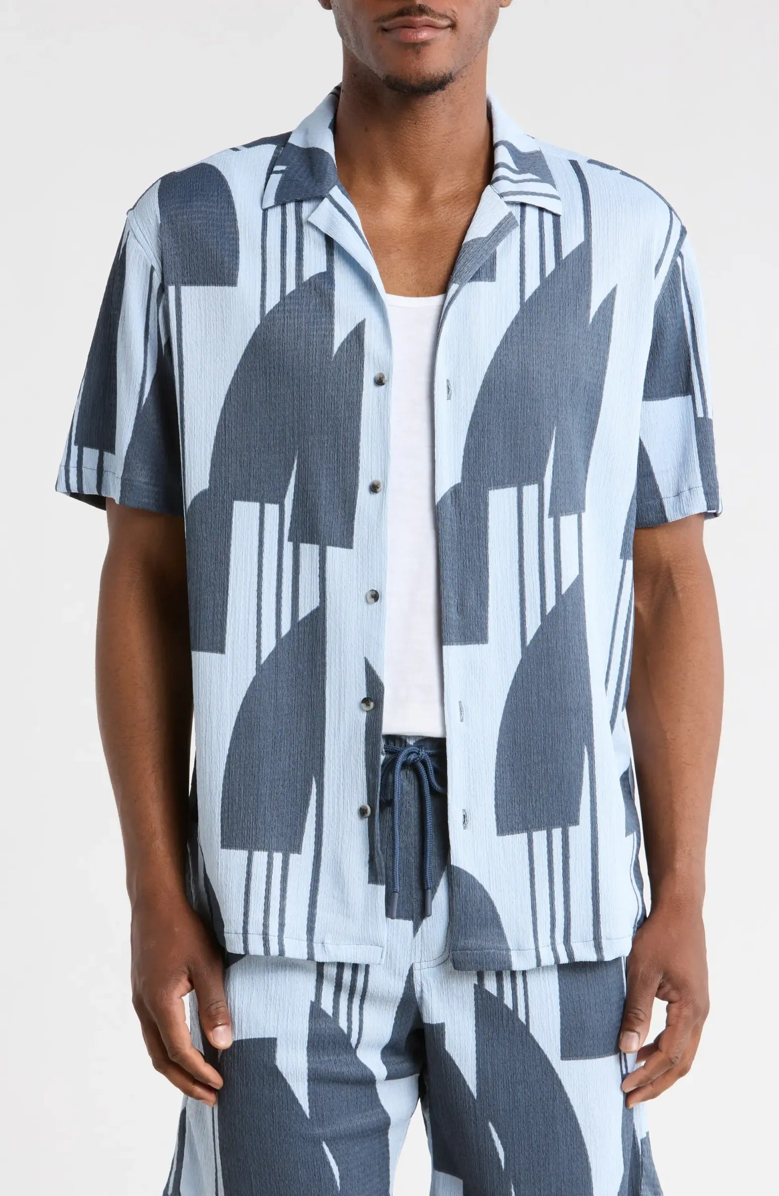 TRSH-284-T-Abstract Print Camp Shirt