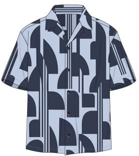 TRSH-284-T-Abstract Print Camp Shirt