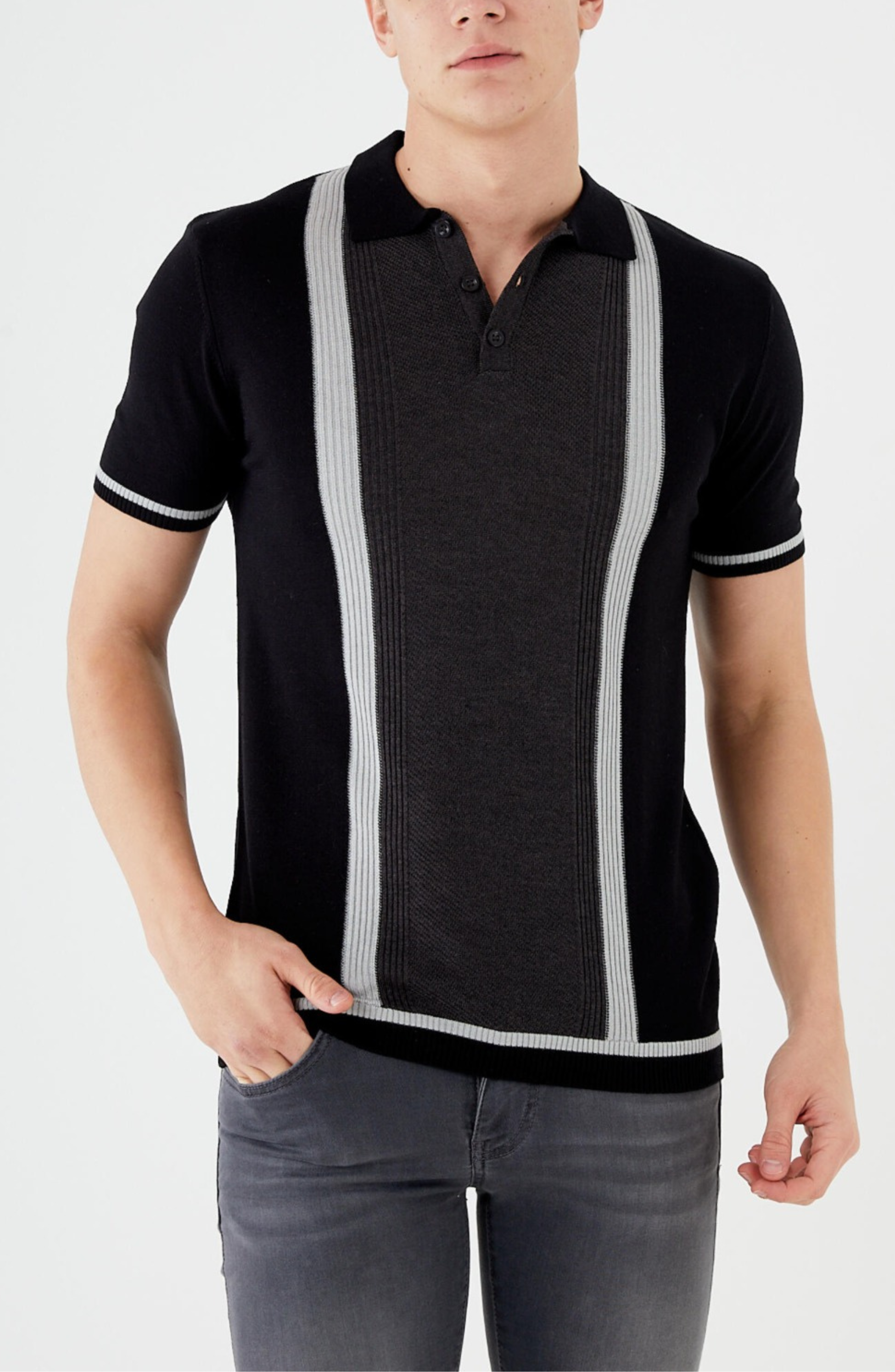 Short sleeve textured knit shirt TR-11511