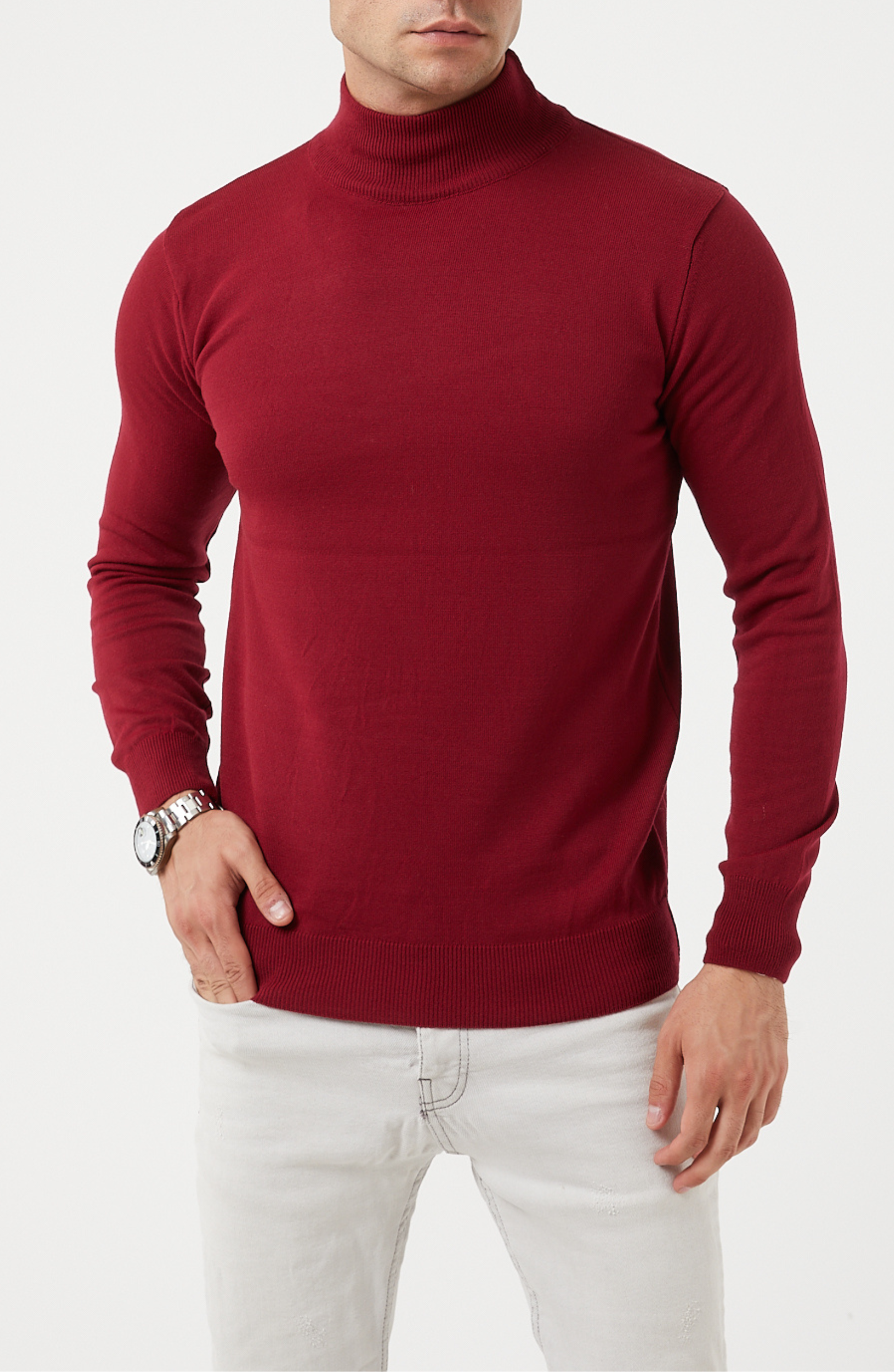 M-236 TR PREMIUM MUSCLE FIT MOCK NECK SWEATER