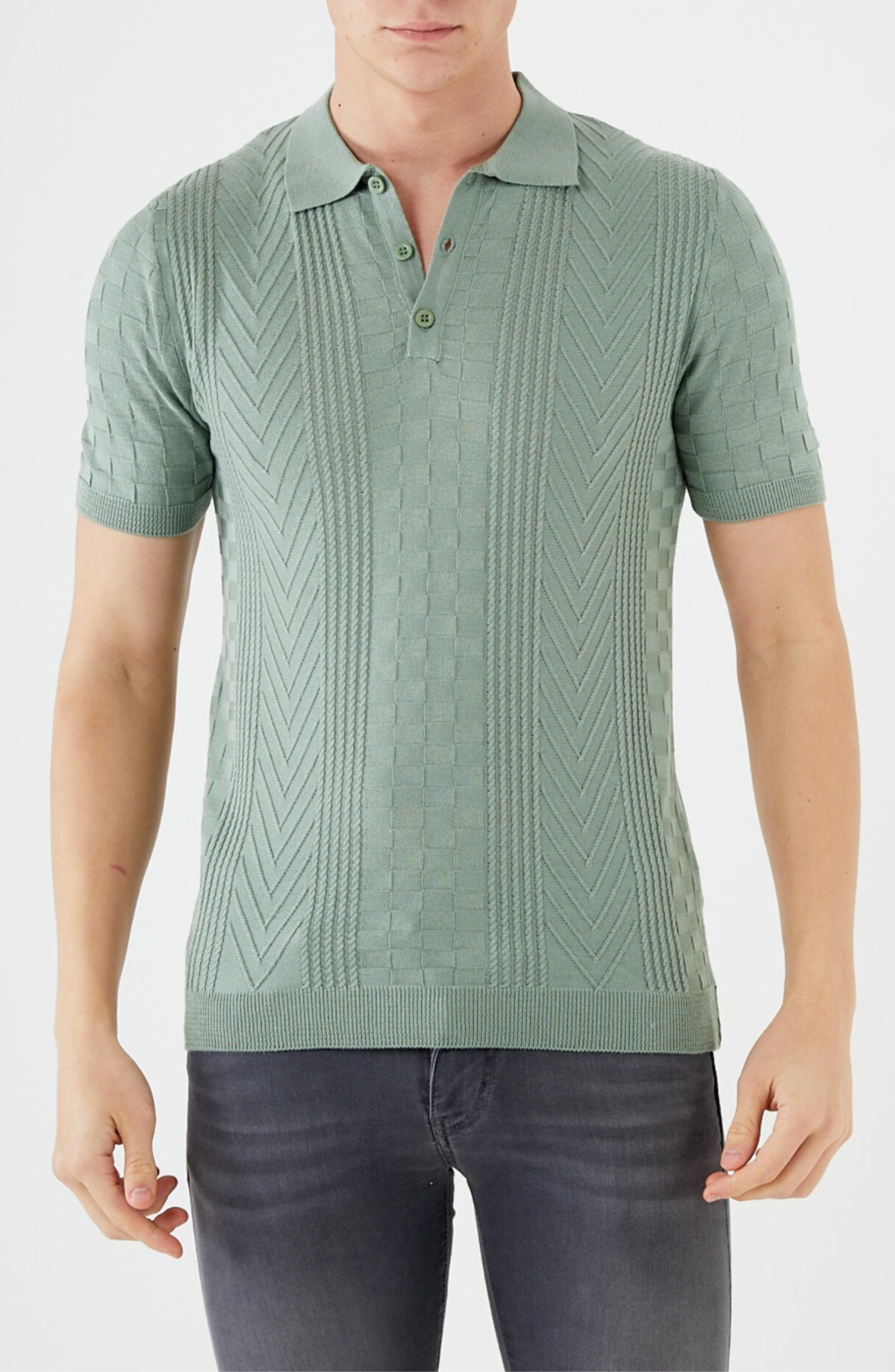 Short sleeve textured knit shirt TR-11512