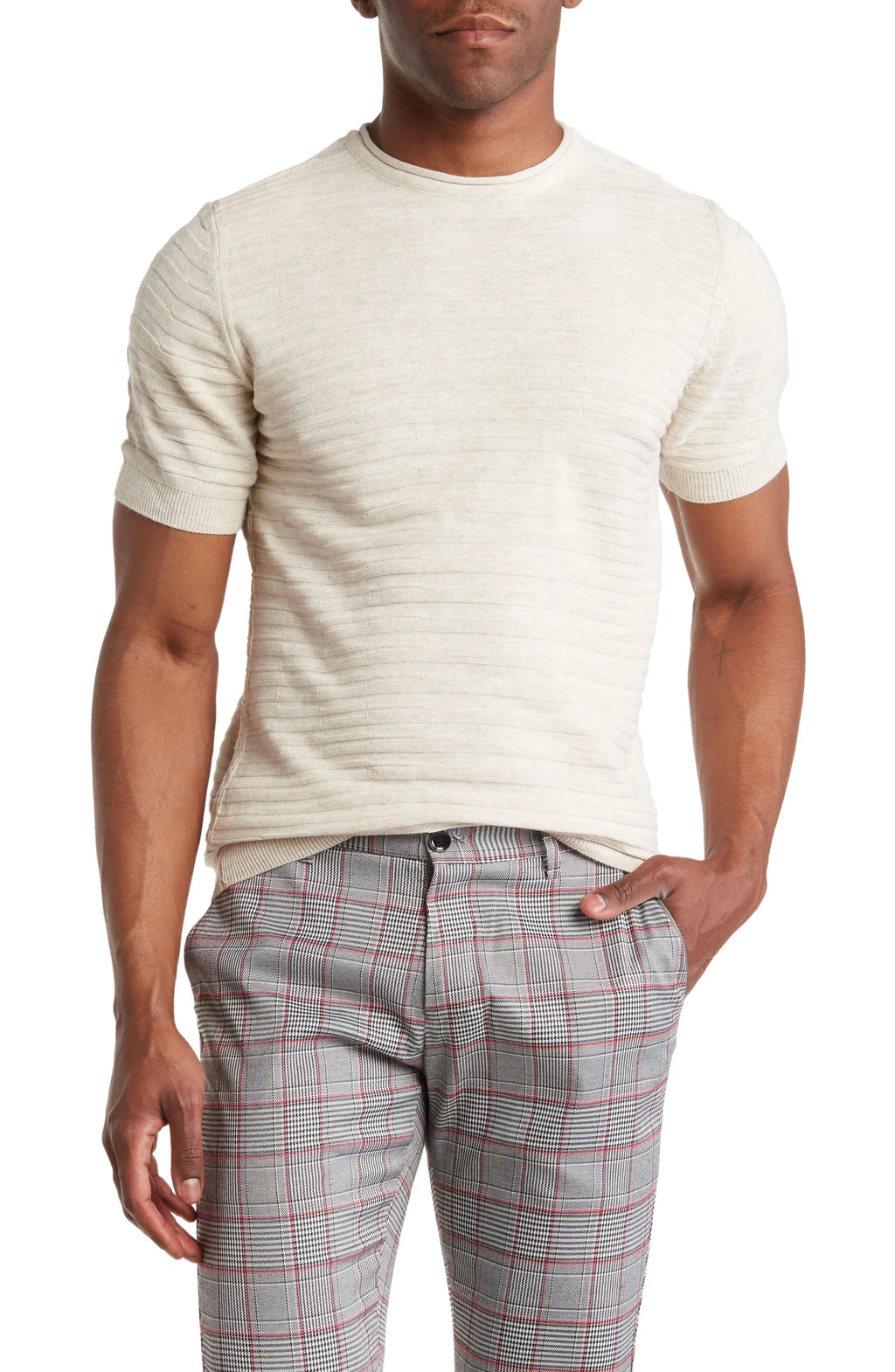 Textured Knit Crewneck T-Shirt TR-11488