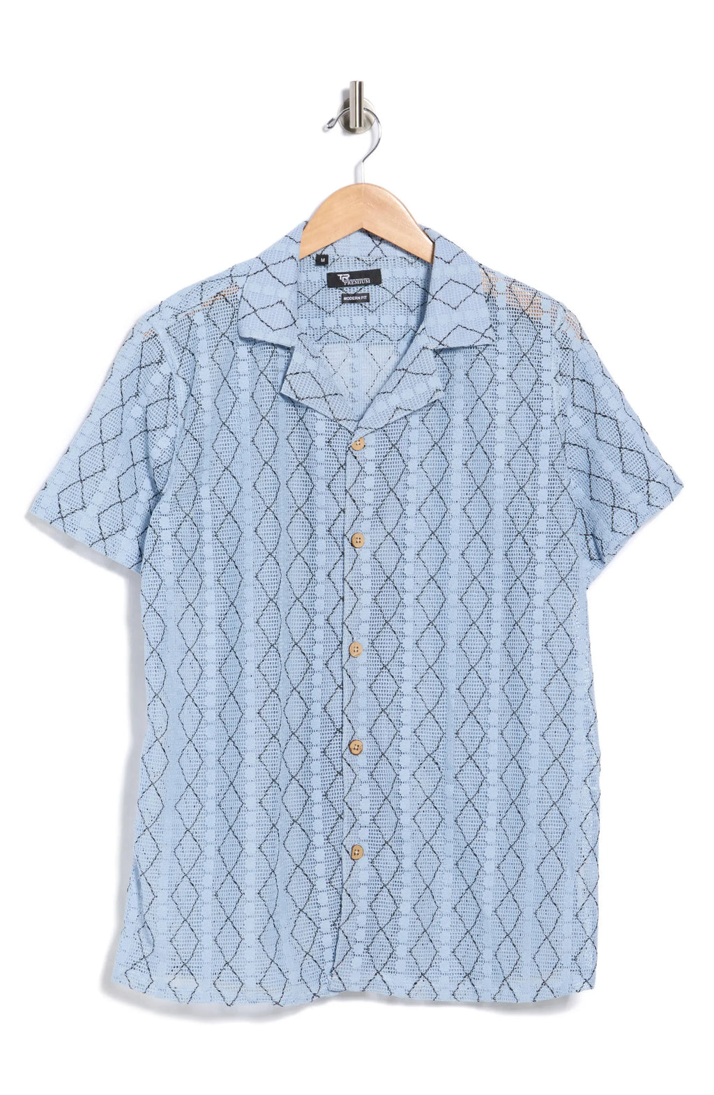 TRSH-3014-Modern Fit Textured Camp Shirt