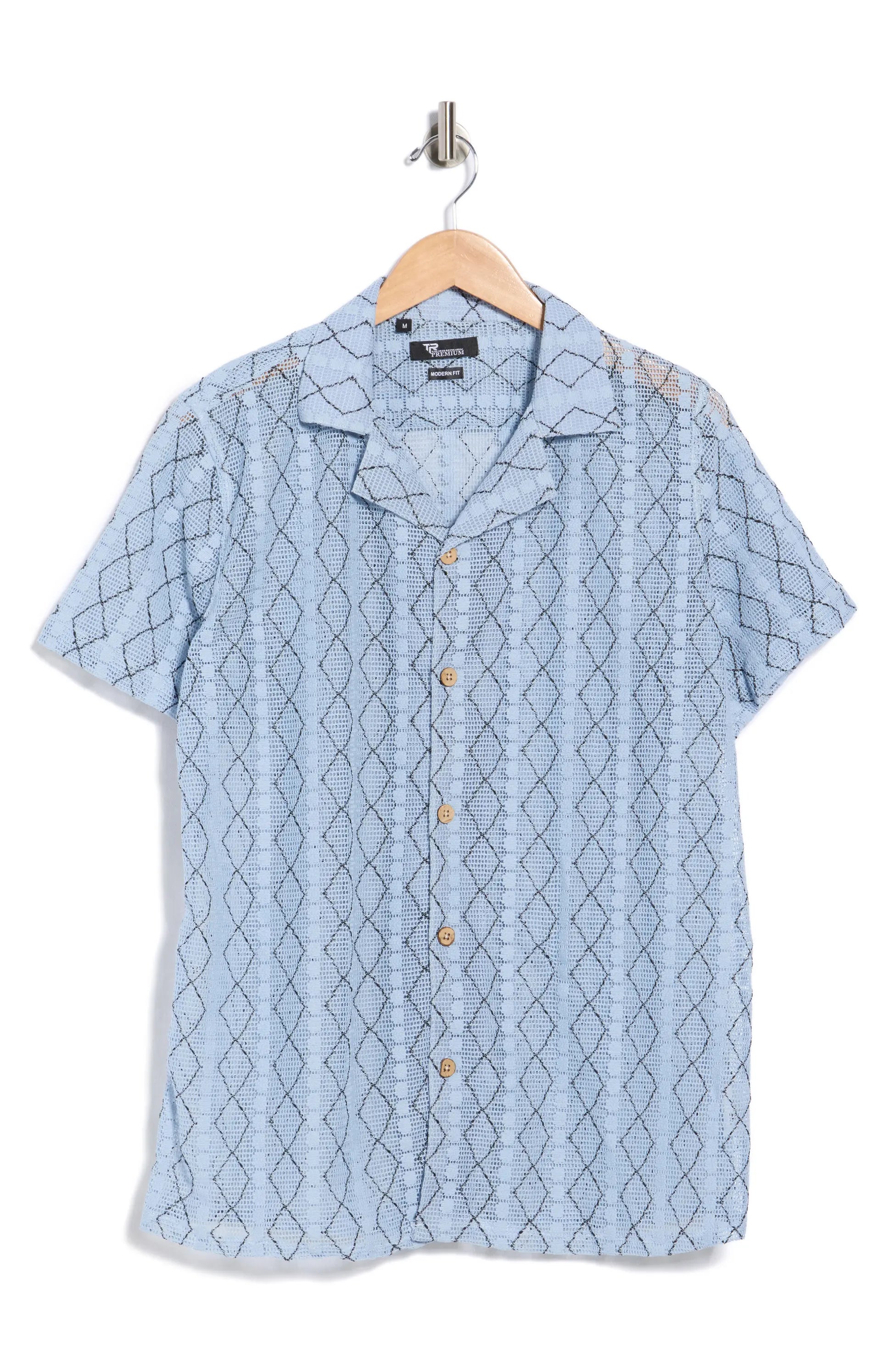 TRSH-3014-Modern Fit Textured Camp Shirt