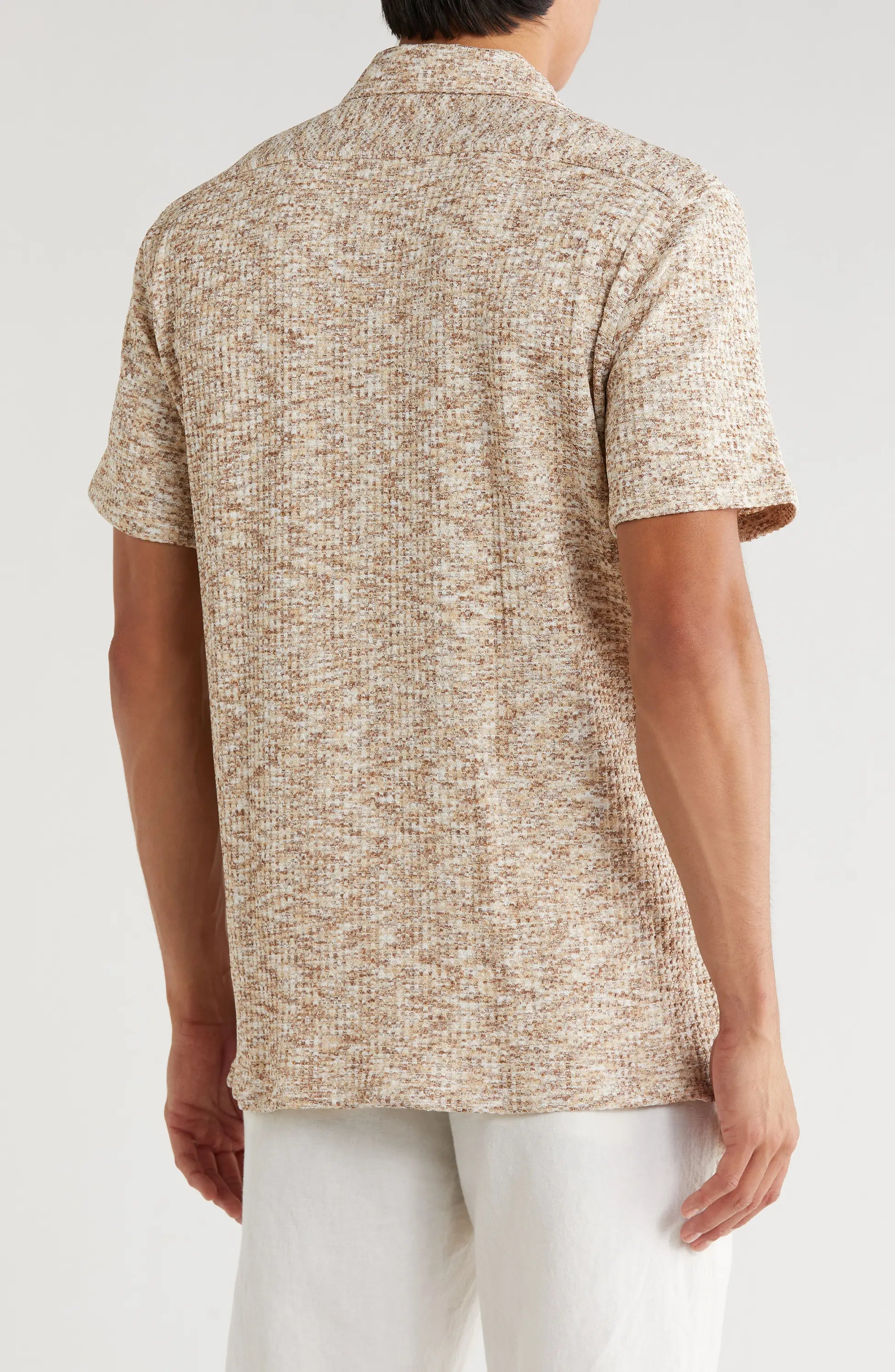 TRSH-215 Mélange Short Sleeve Button-Up Shirt