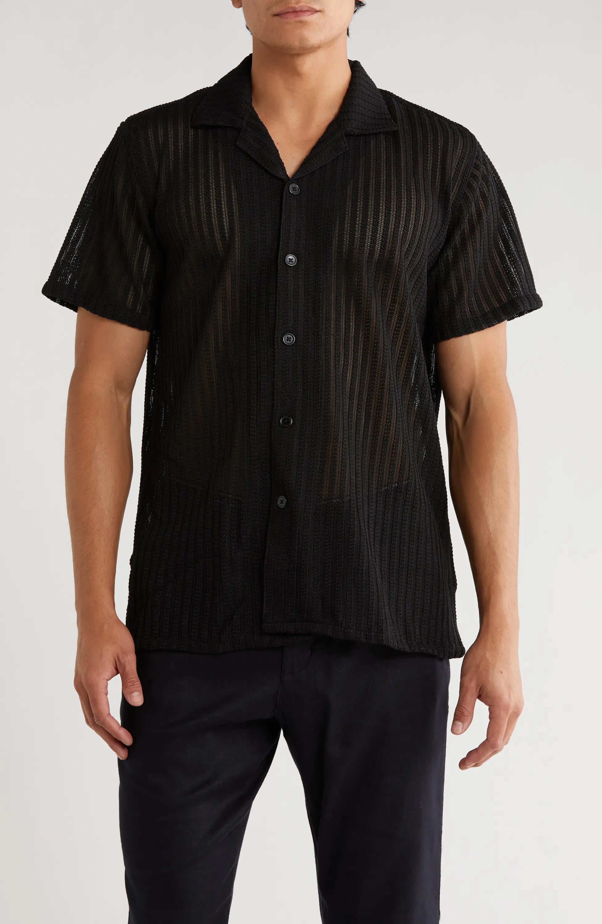 TRSH-216 Textured Stripe Button-Up Shirt