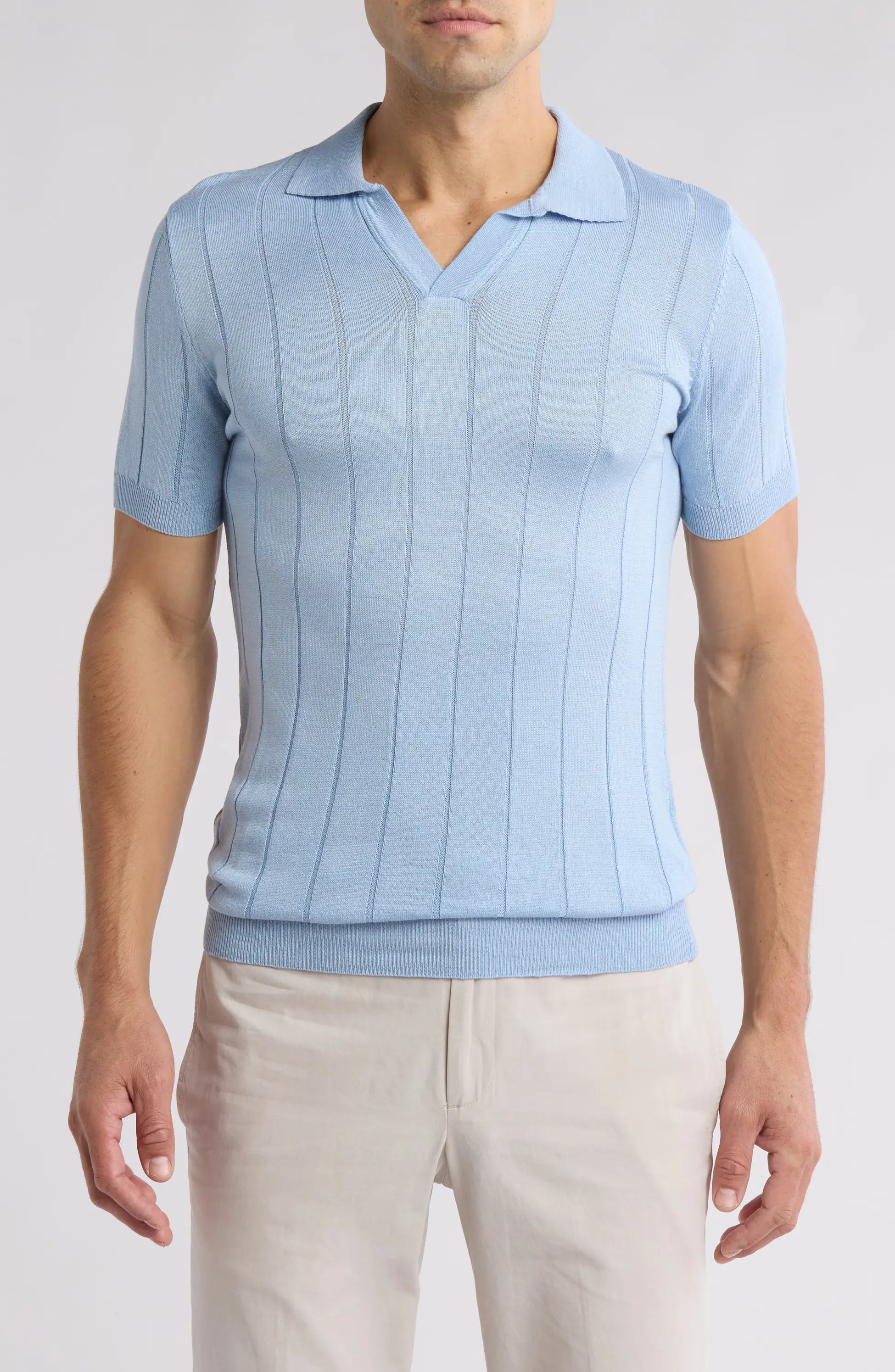 Textured Knit Short sleeve Slim Fit Polo Sweater TR-11485-S