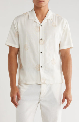 TRS-7003 Boxy Fit Sun Embroidered Camp Shirt