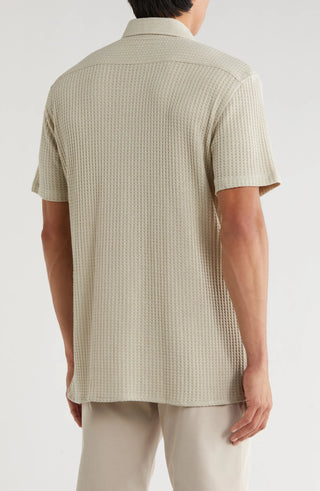 TRSH-213 Waffle Knit Short Sleeve Button-Up Shirt