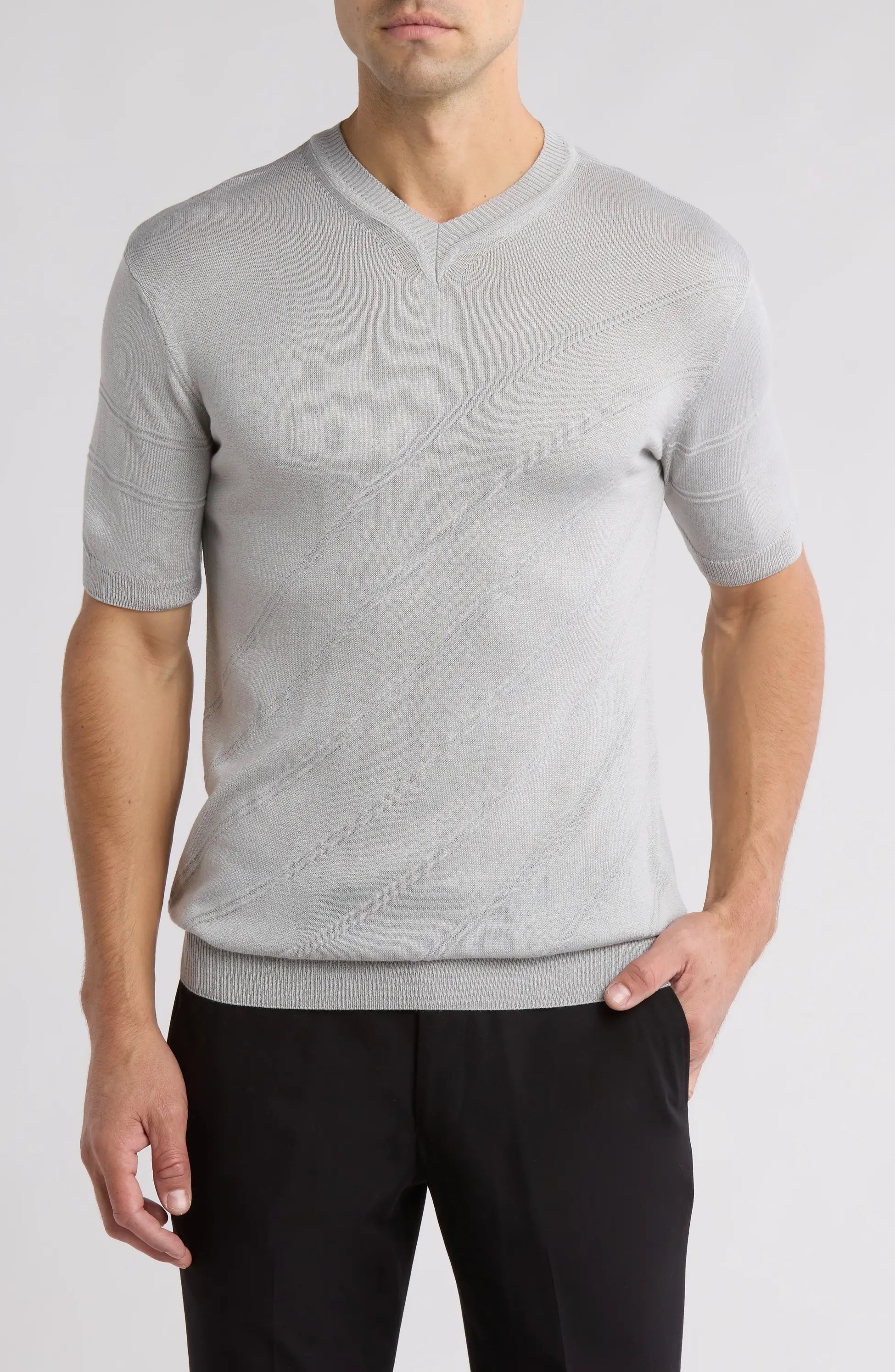 TR Premium - Textured Knit Henley T-Shirt TR-11486