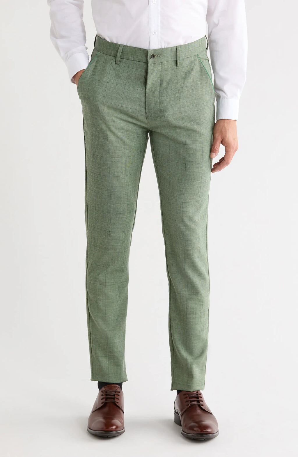 TRD-529-Plaid Straight Leg Trousers