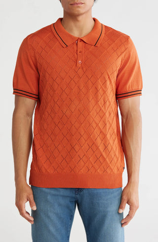 TRCK-11547 Tipped Collar Sweater Knit Polo