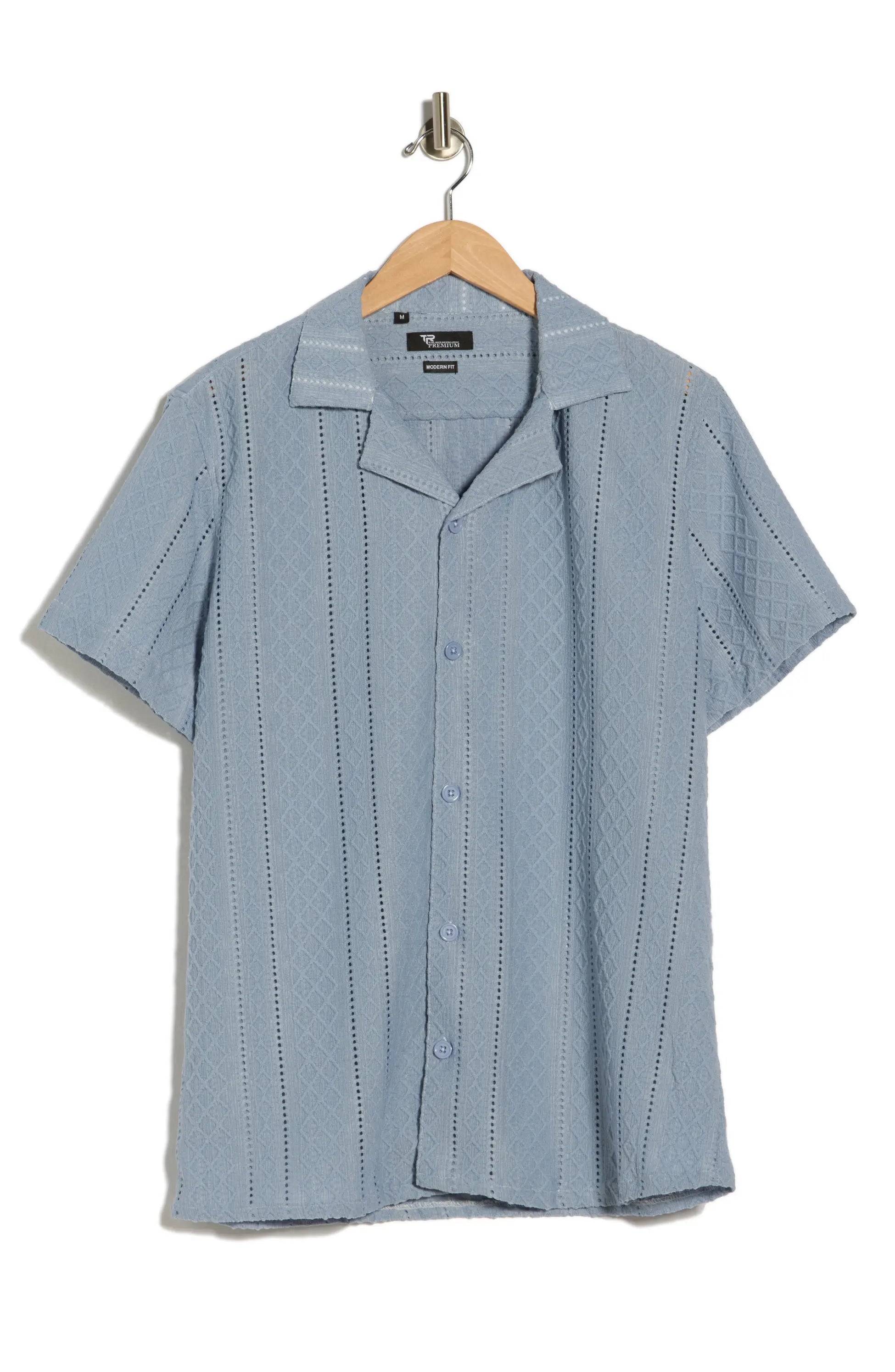 TRSH-3008-Modern Fit Textured Camp Shirt