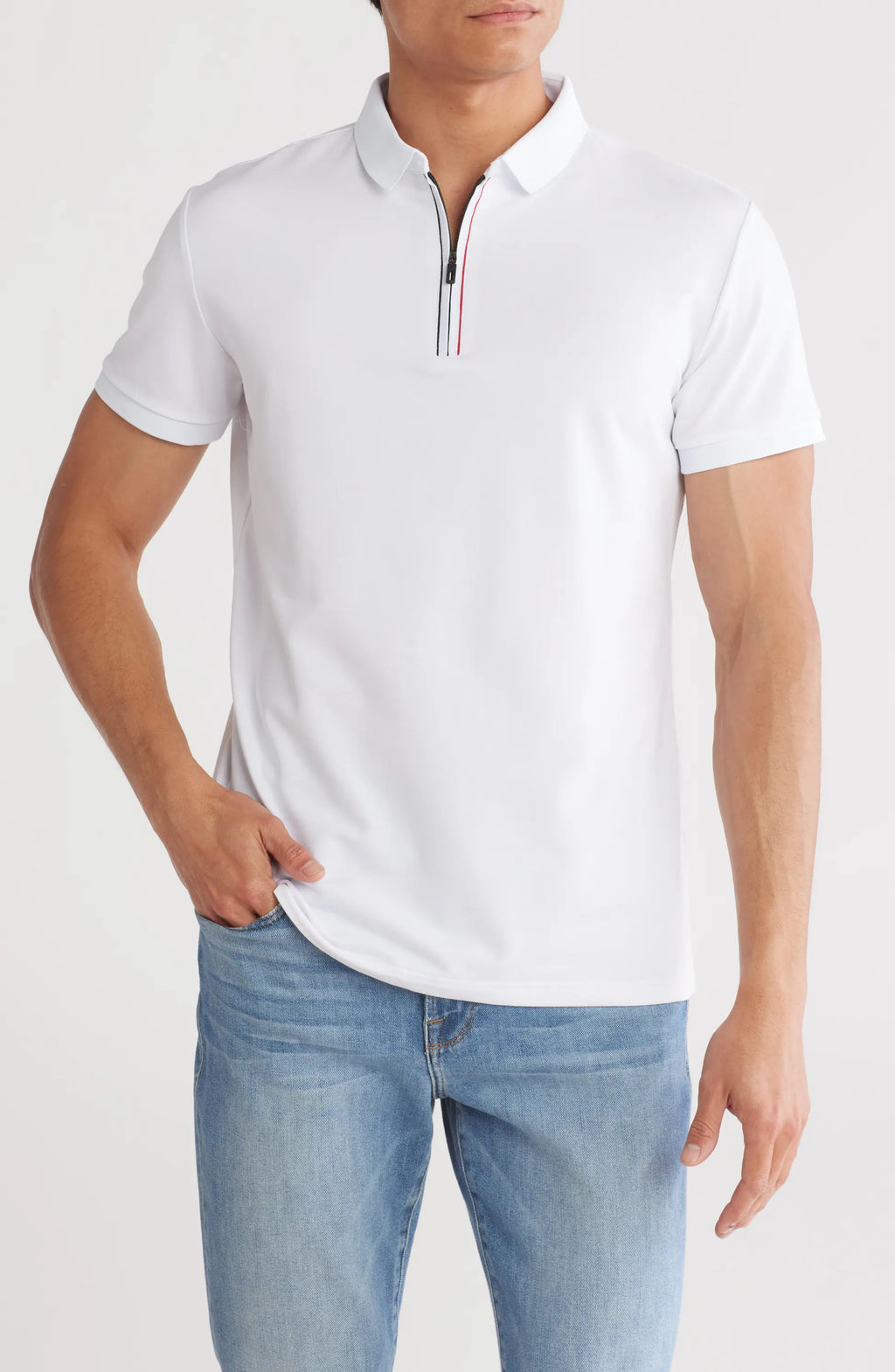 TRCV-82 Slim Fit Stretch Zip Polo