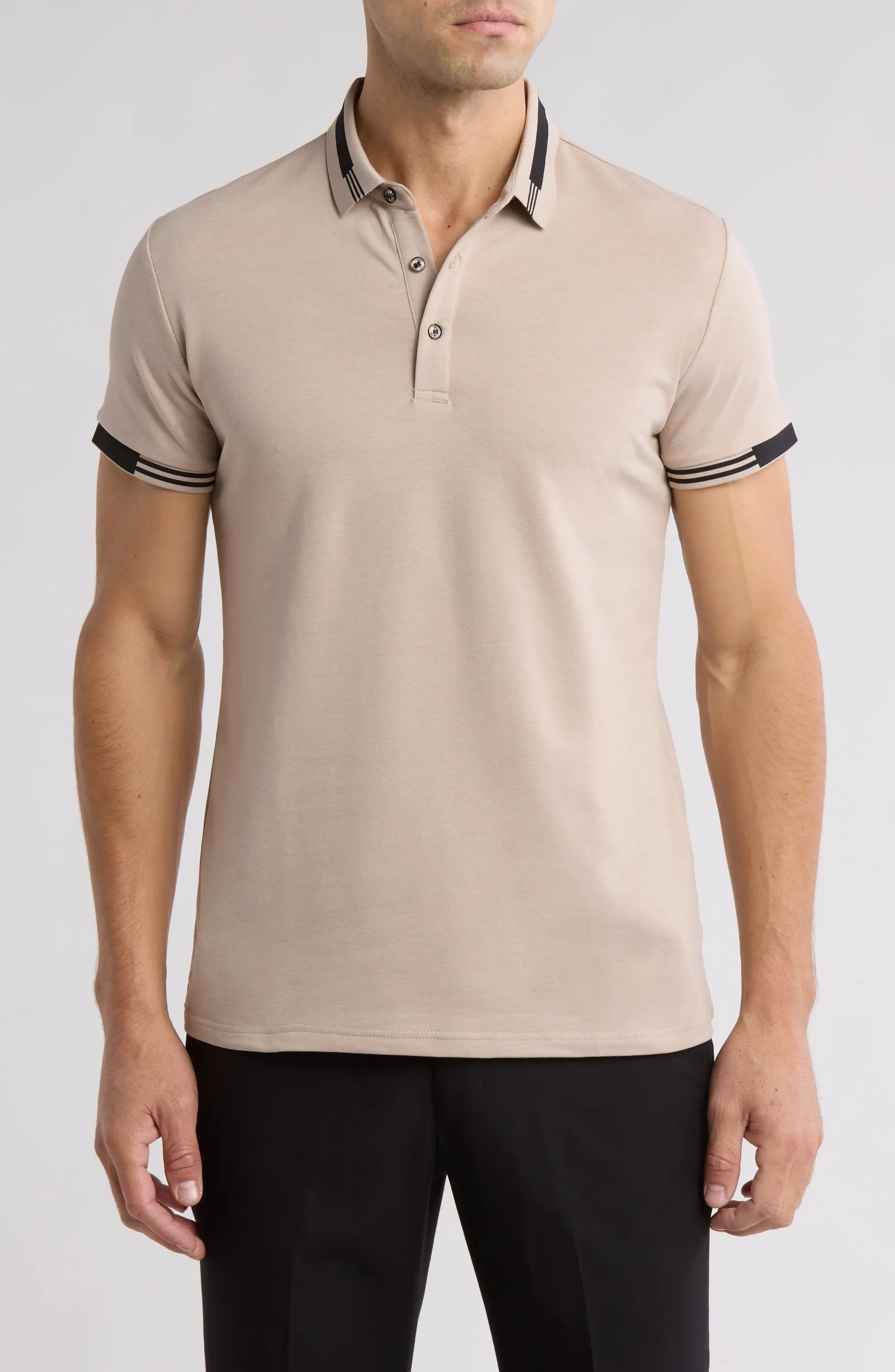 Tipped Short Sleeve Stretch Cotton Polo CVPL-65