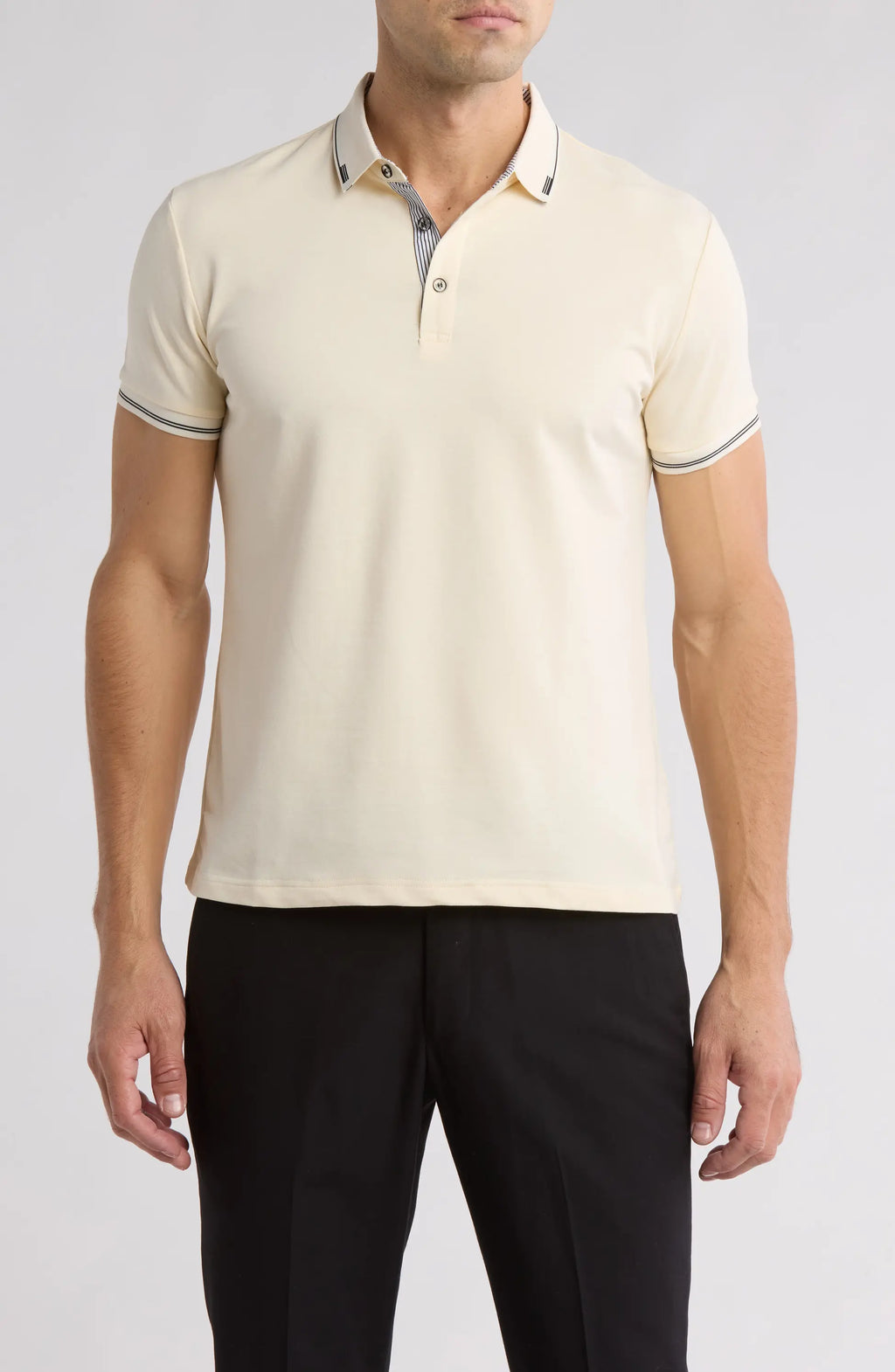 Tipped Short Sleeve Stretch Cotton Polo CVPL-74