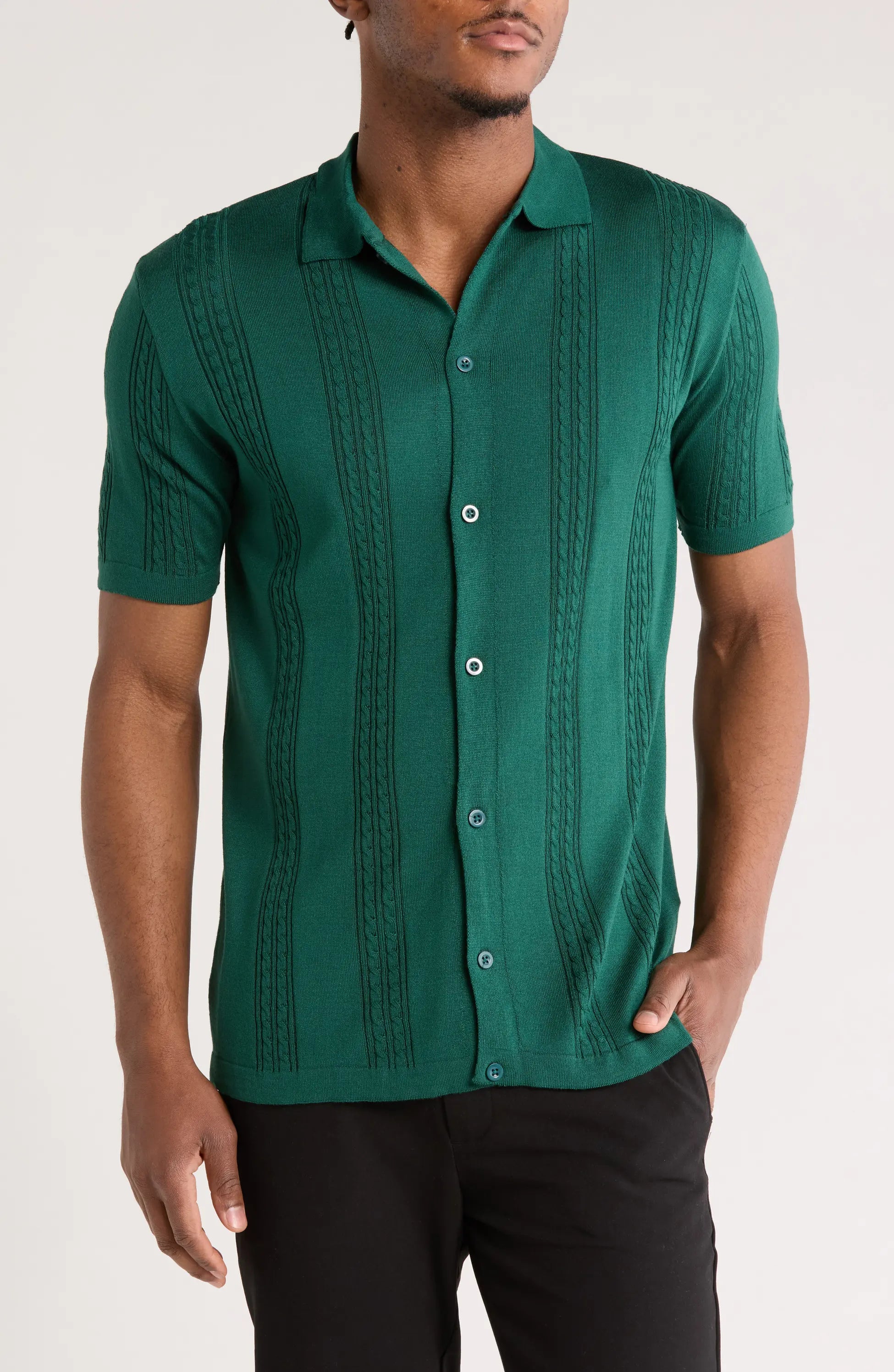 Textured Knit short sleeve shirt TR-11519
