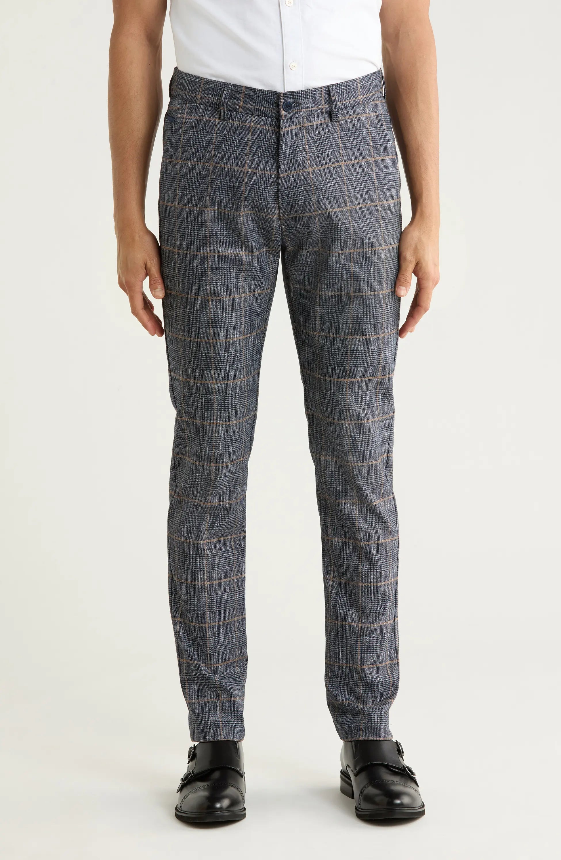 TRD-521-Plaid Straight Leg Trousers