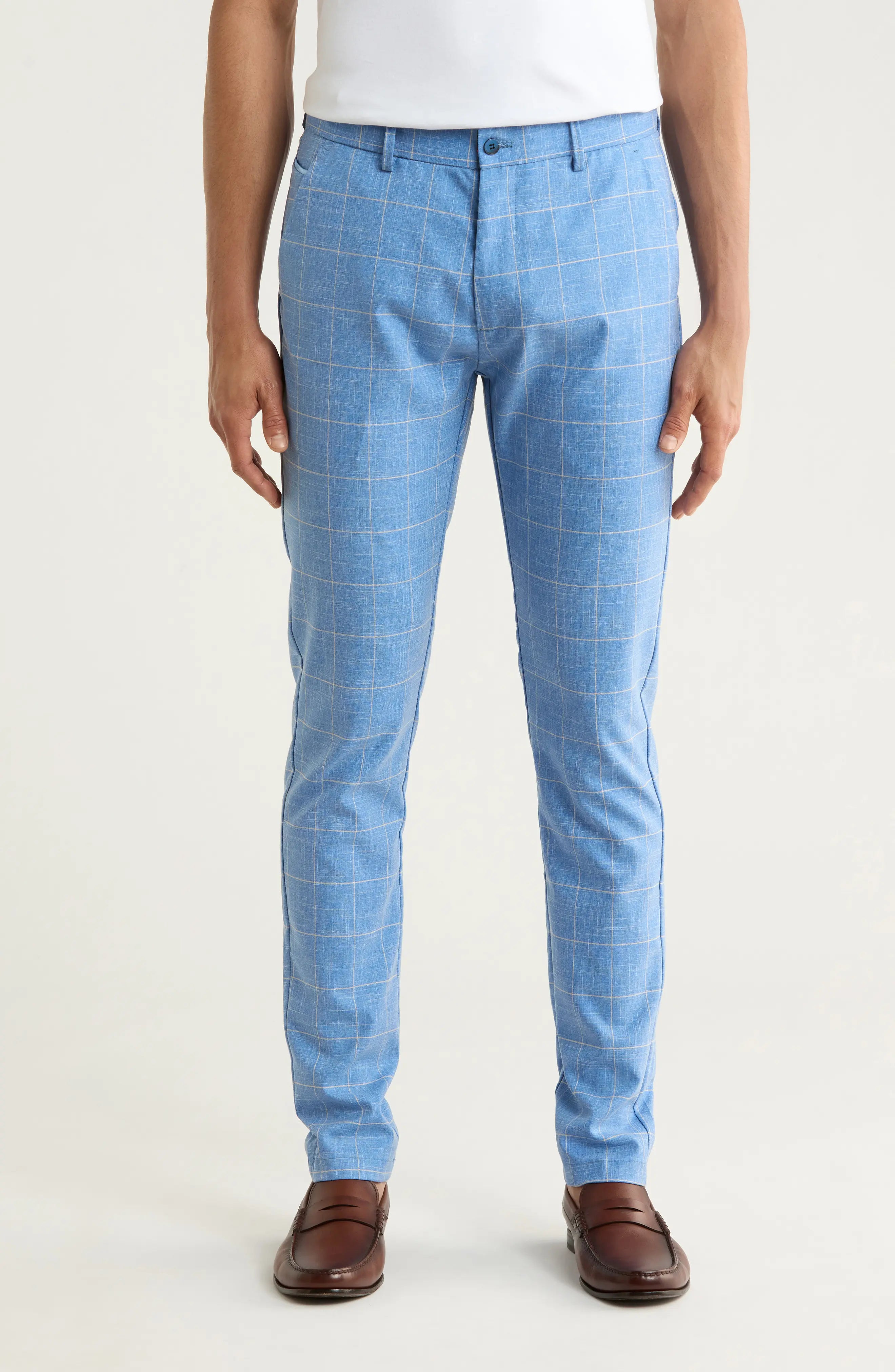 TRD-522-Plaid Straight Leg Trousers