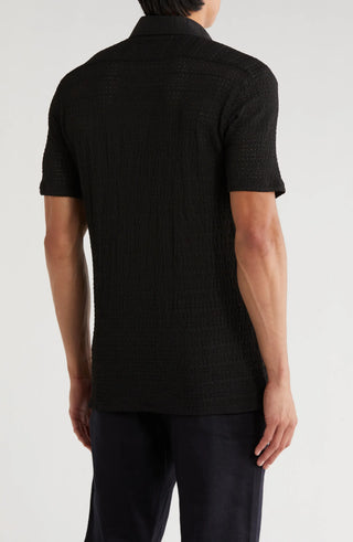 TRSH-211 Textured Knit Short Sleeve Button-Up Shirt