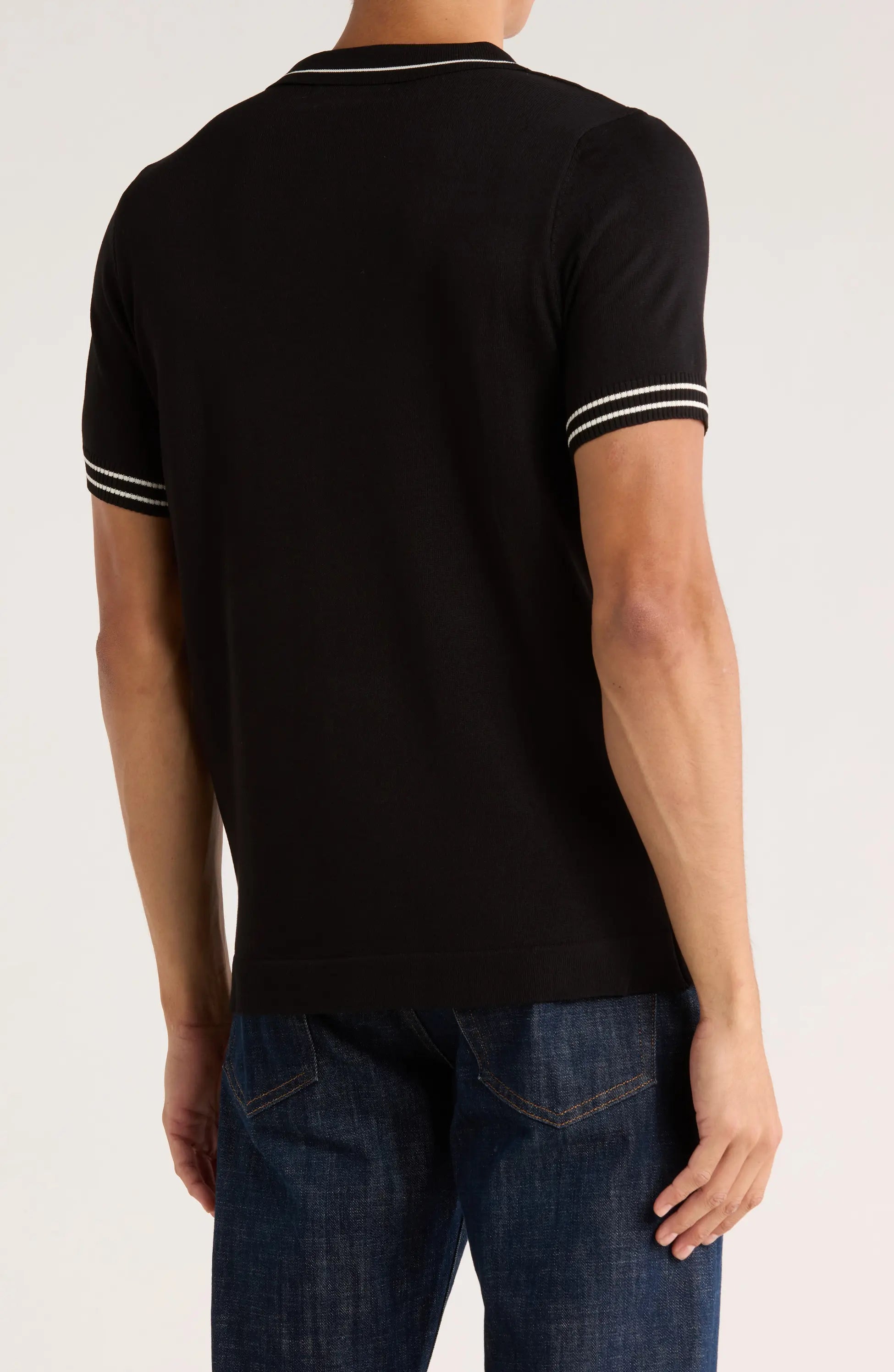 TRNS-547 Tipped Diamond Knit Short Sleeve Sweater