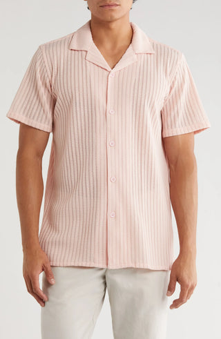 TRSH-216 Textured Stripe Button-Up Shirt