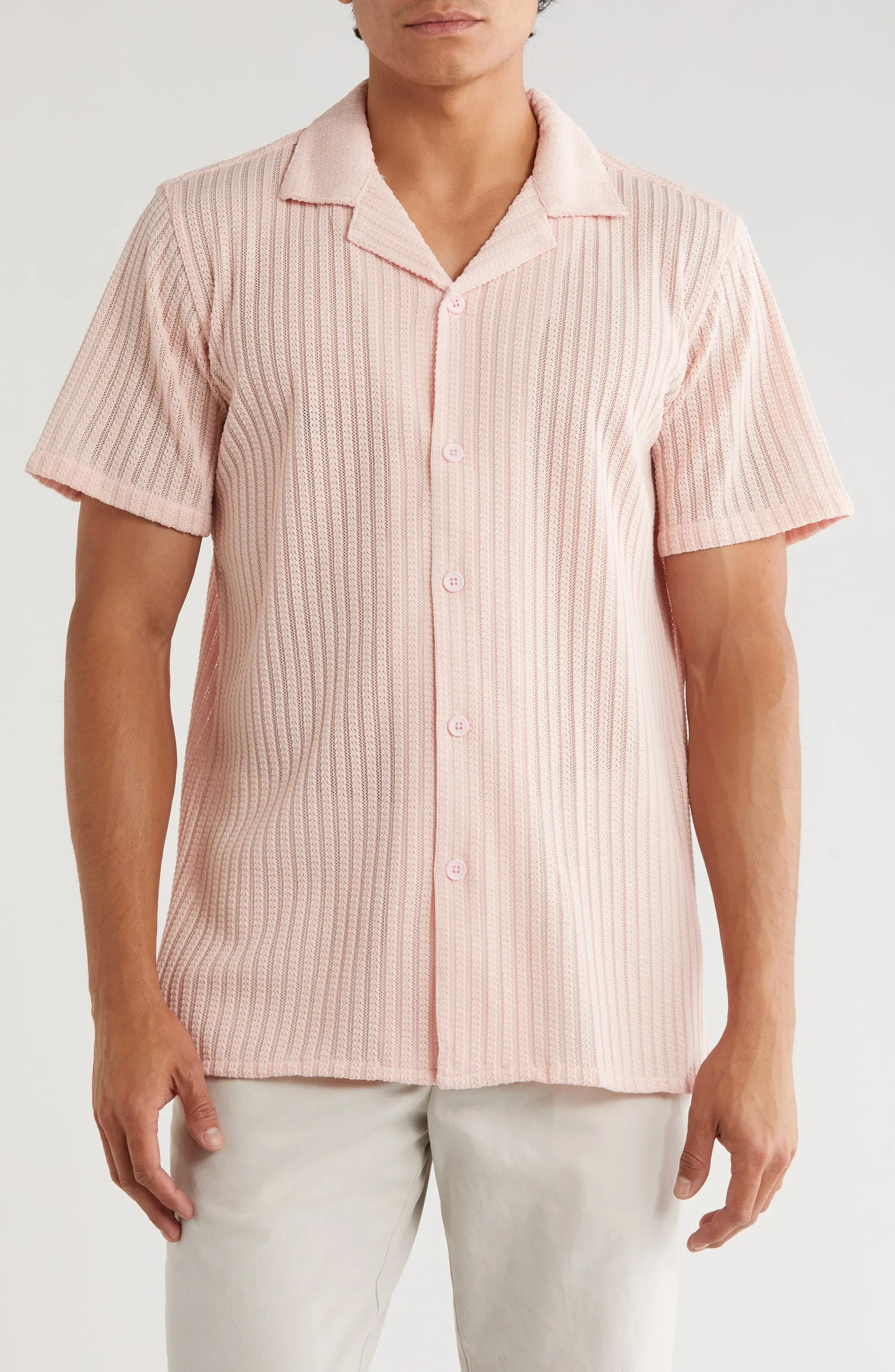 TRSH-216 Textured Stripe Button-Up Shirt
