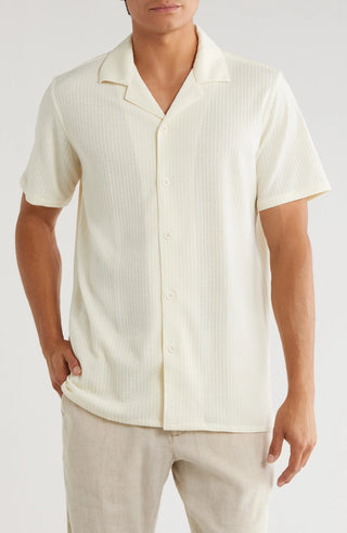 TRSH-214 Stripe Textured Short Sleeve Camp Shirt