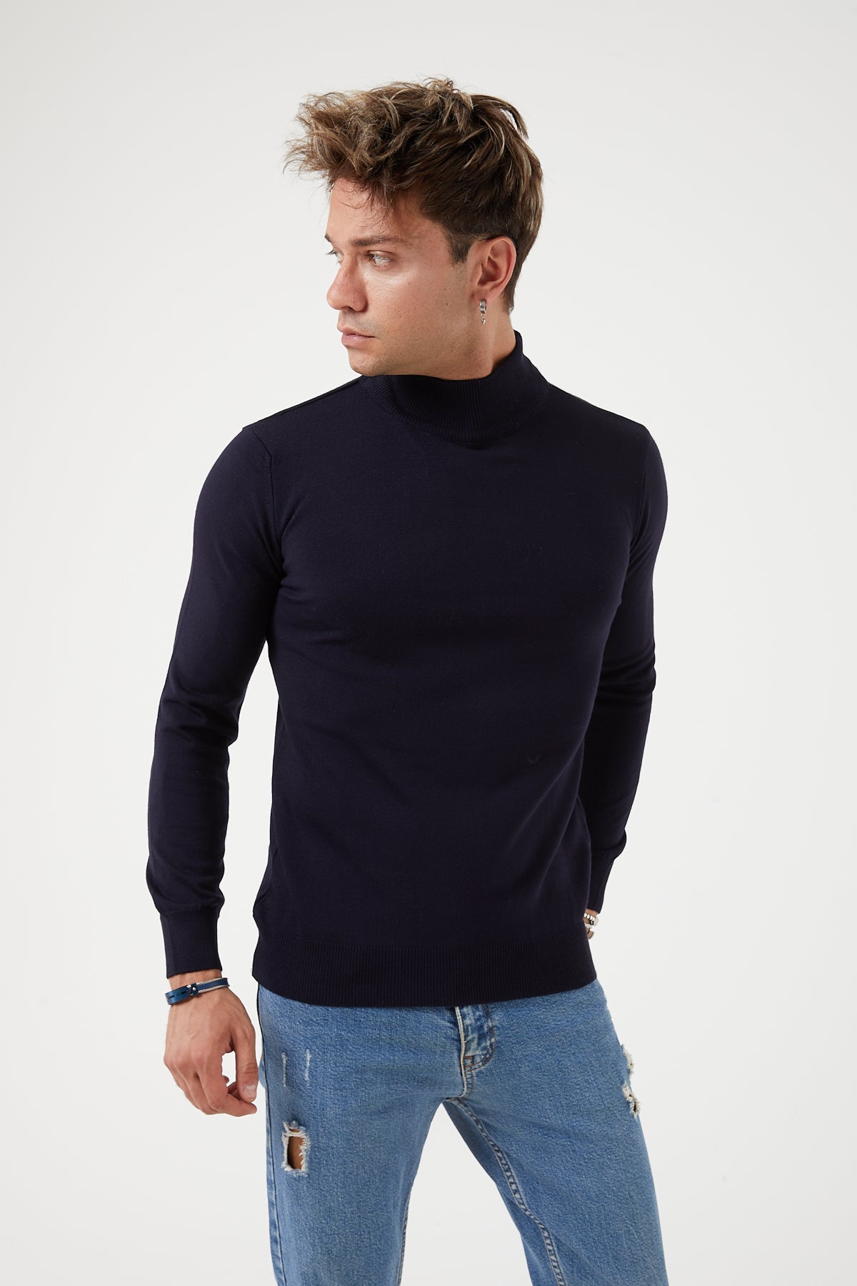 M-236 TR PREMIUM MUSCLE FIT MOCK NECK SWEATER