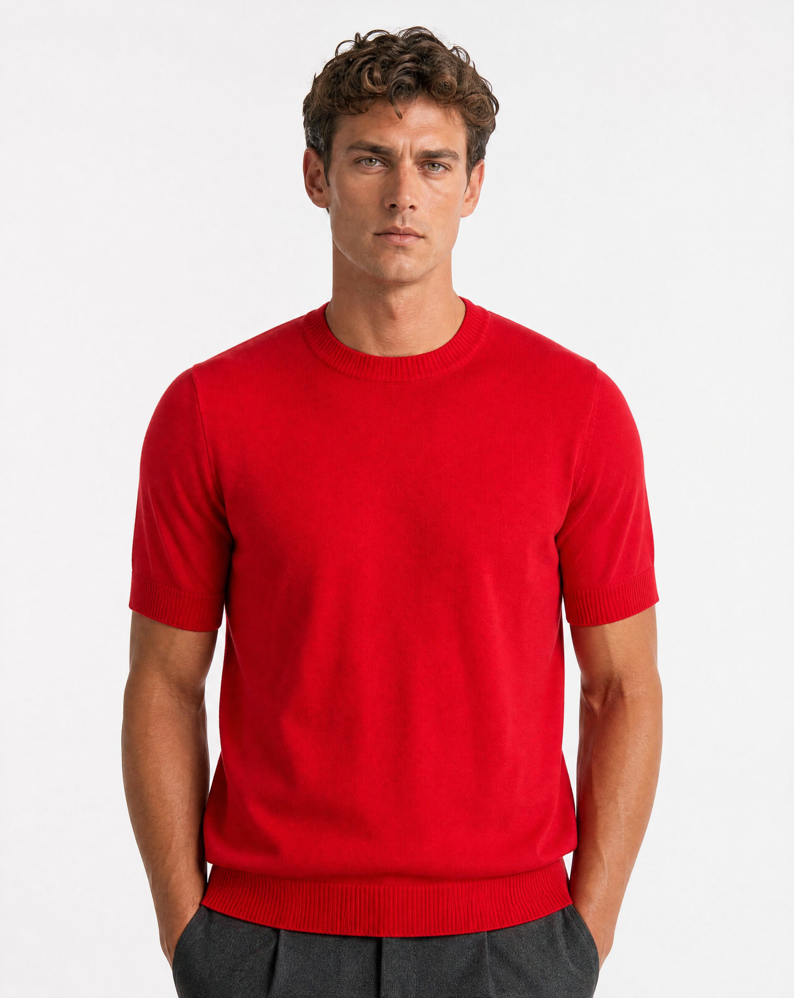 TRCK-11579-Short Sleeve Knit Sweater