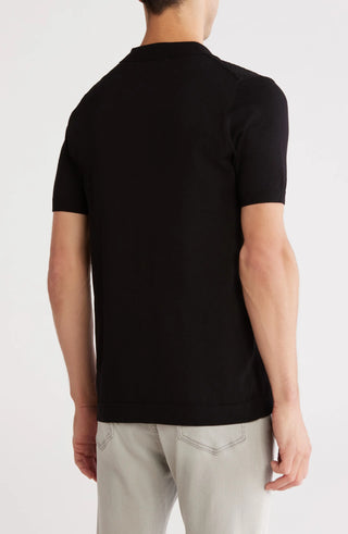 TRCK-11542 Textured Sweater Knit Zip Polo