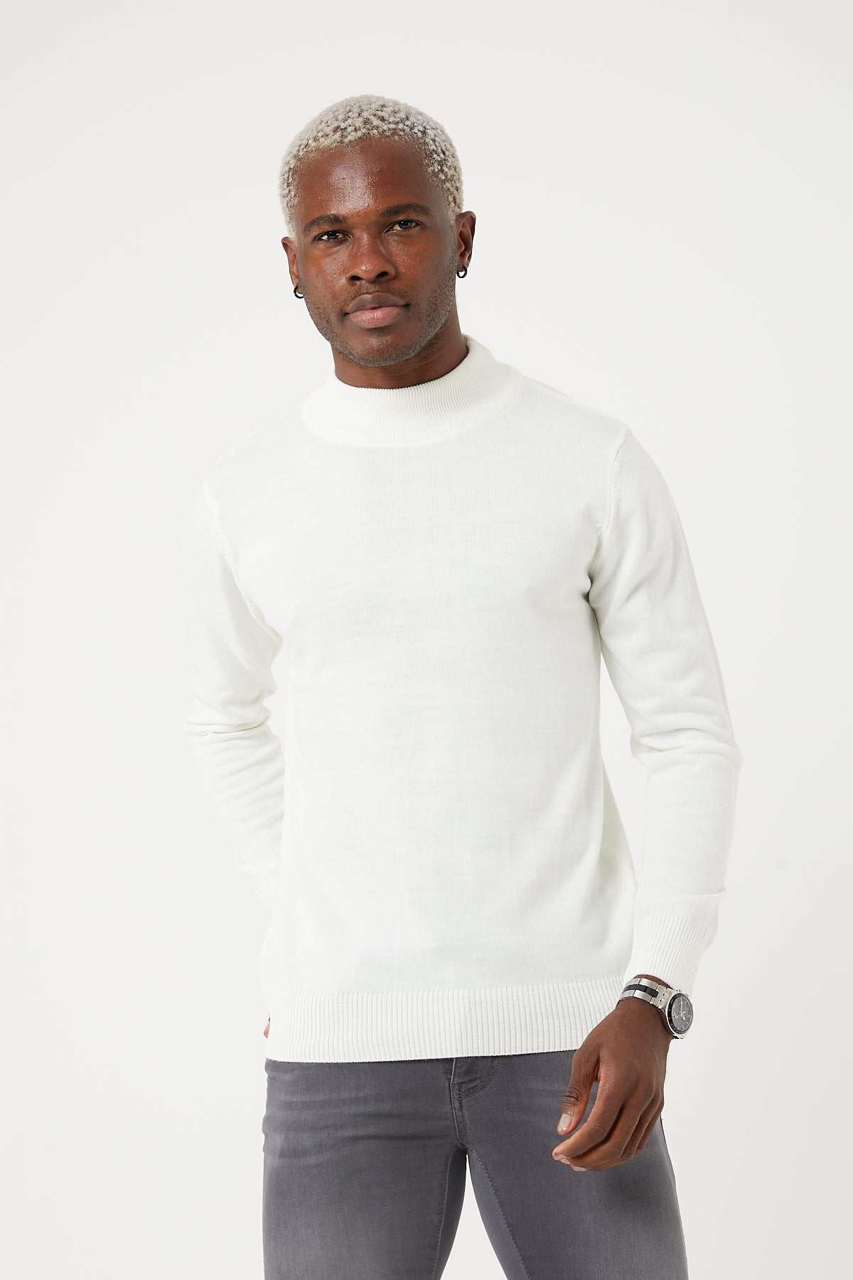 TR-11476 Slim Fit Wool Mock Neck Sweater