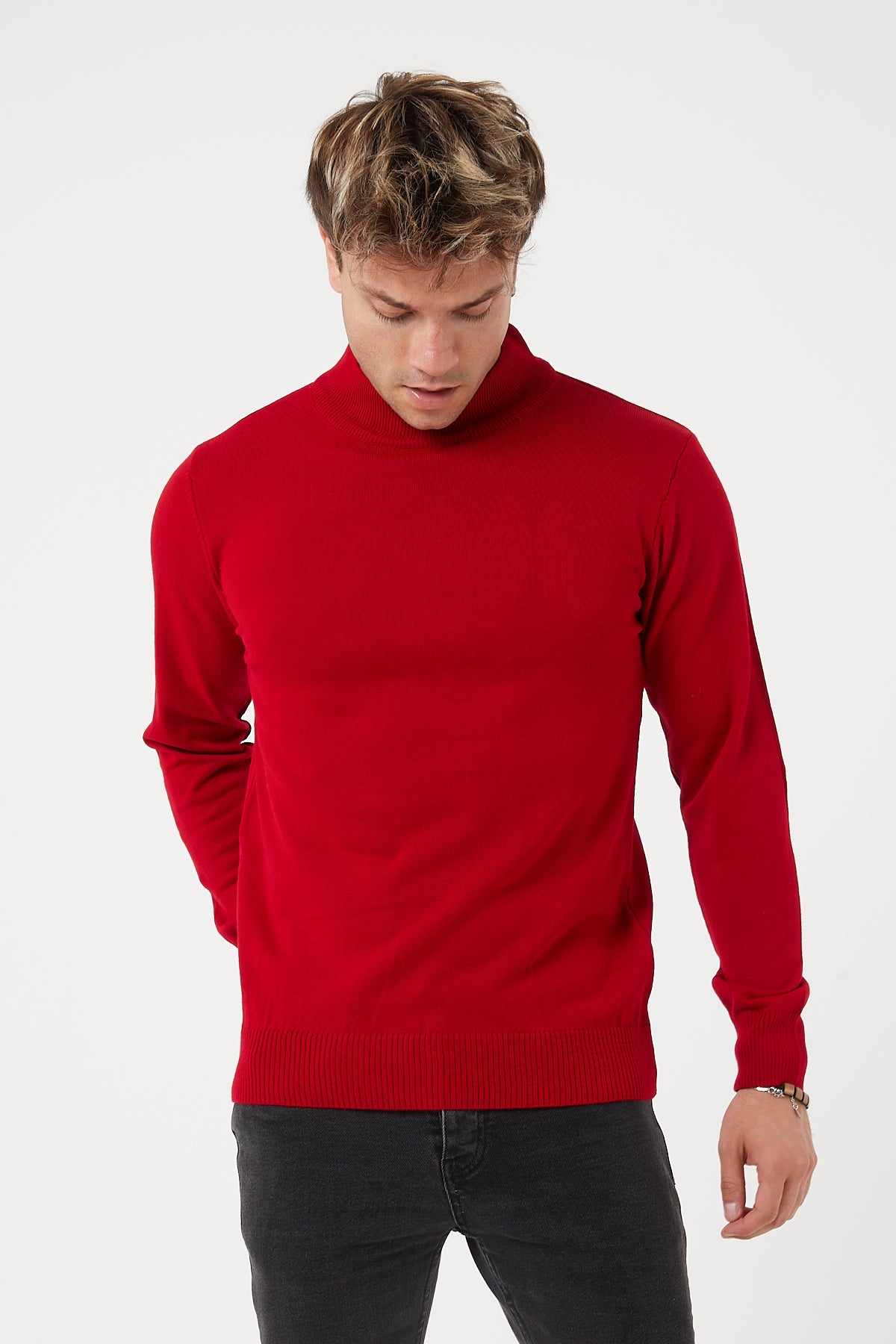 TR-11476 Slim Fit Wool Mock Neck Sweater