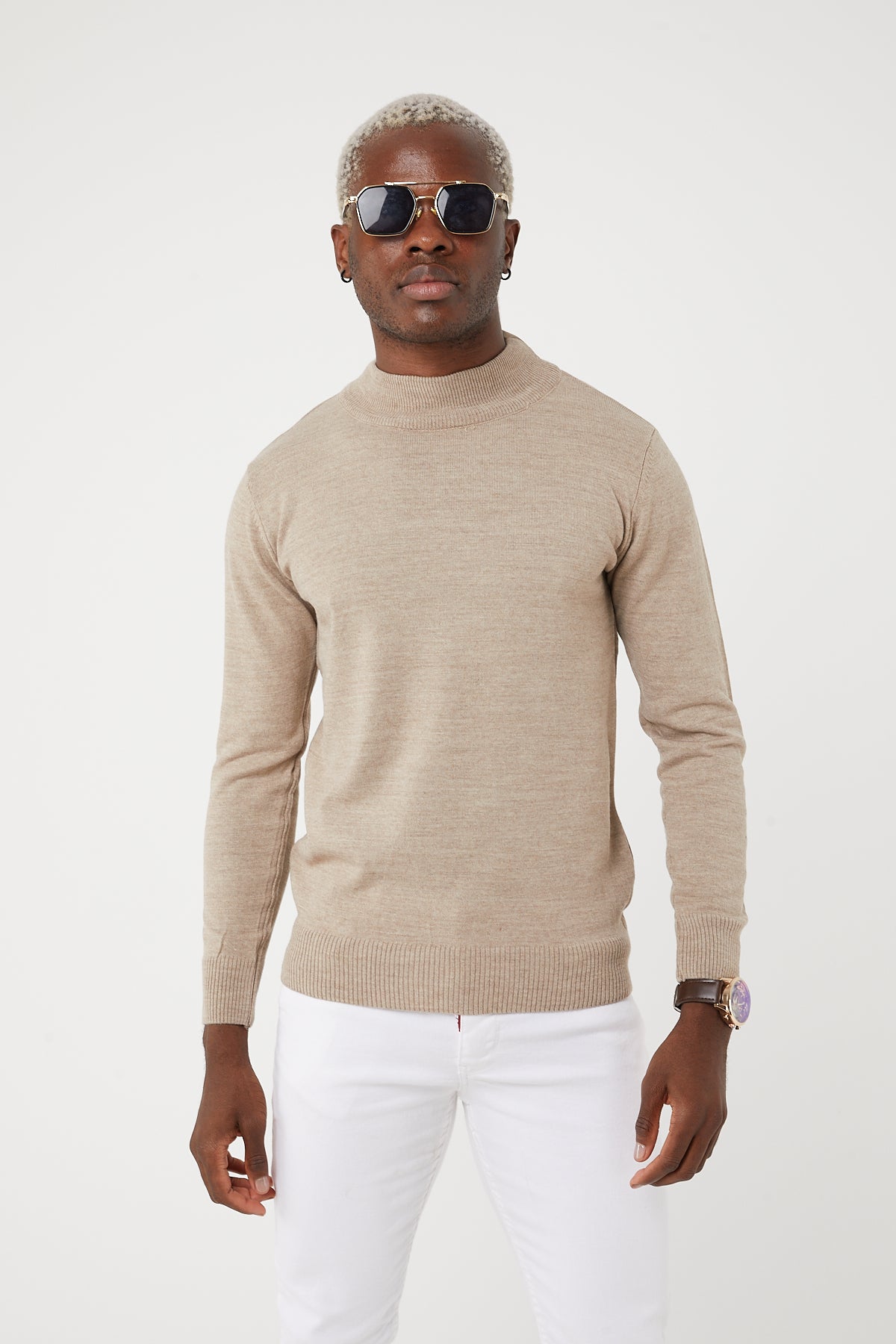 TR-11476 Slim Fit Wool Mock Neck Sweater