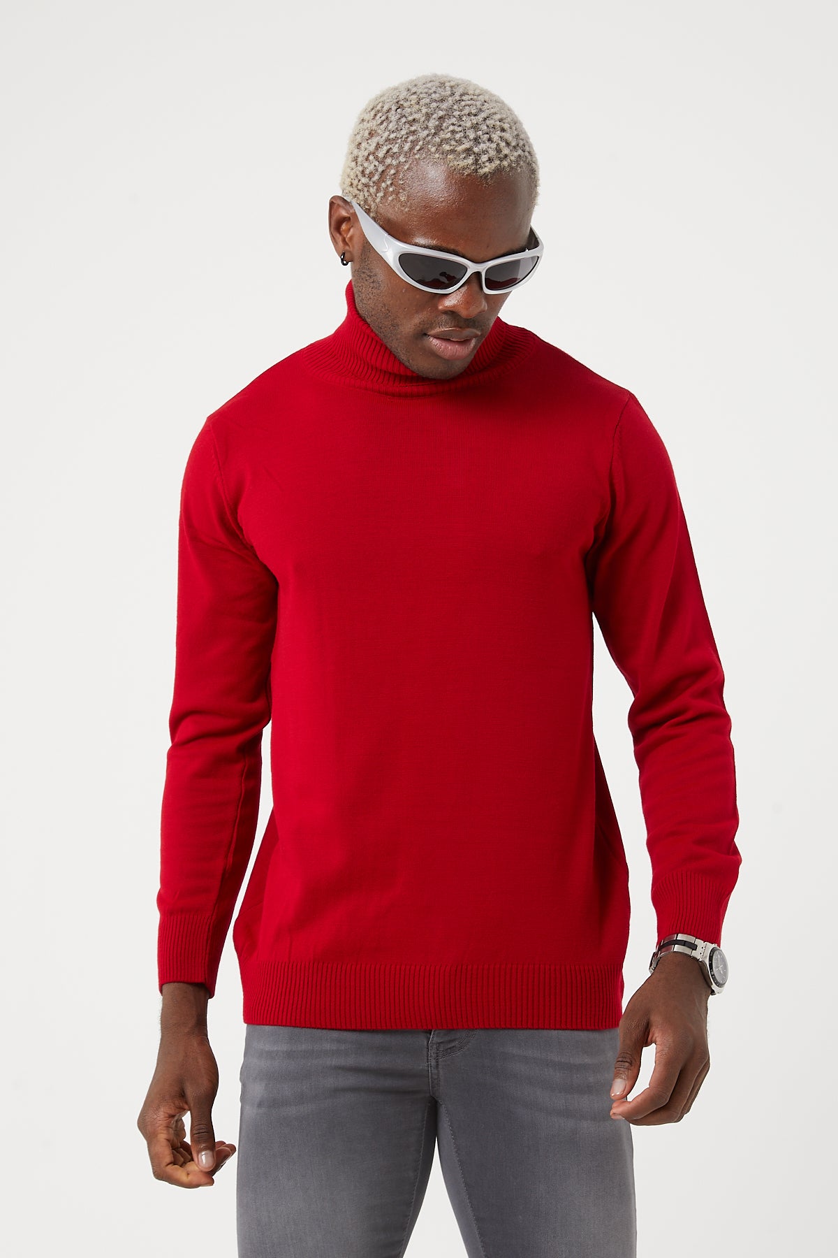 TR-11476 Slim Fit Wool Mock Neck Sweater