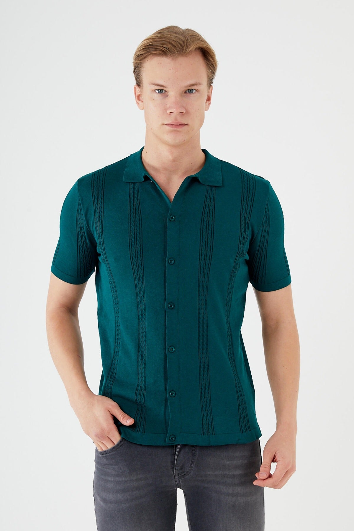 Textured Knit short sleeve shirt TR-11519